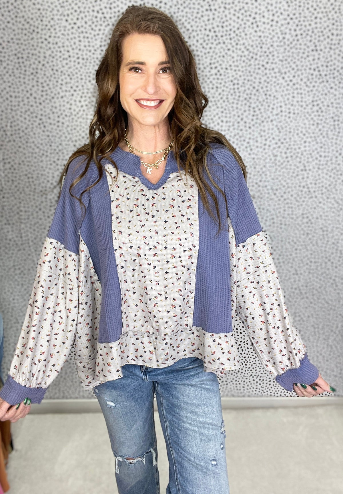 POL Connect With You Balloon Sleeves Oversized Top In 2 Colors