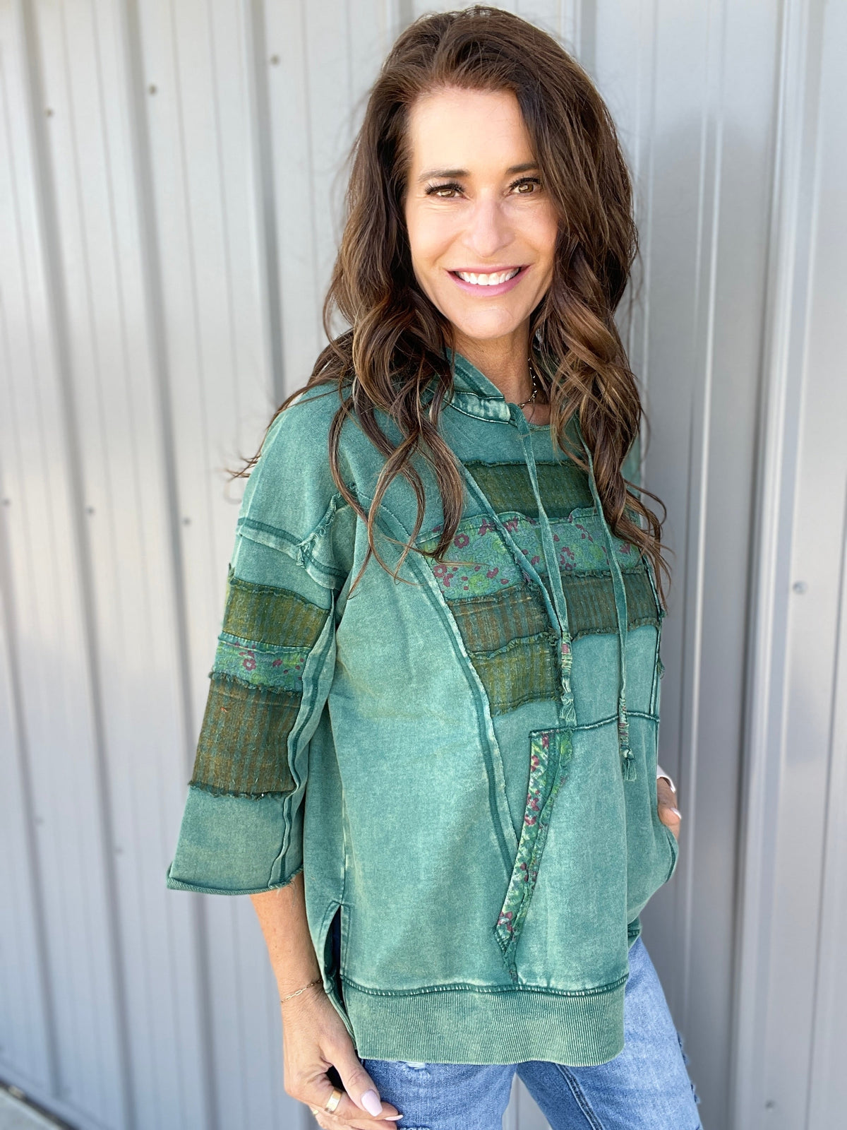 See The Truth Print Mix Hoodie In 5 Colors: Mocha, Green, Orange, Taupe, Ecru *Final Sale*