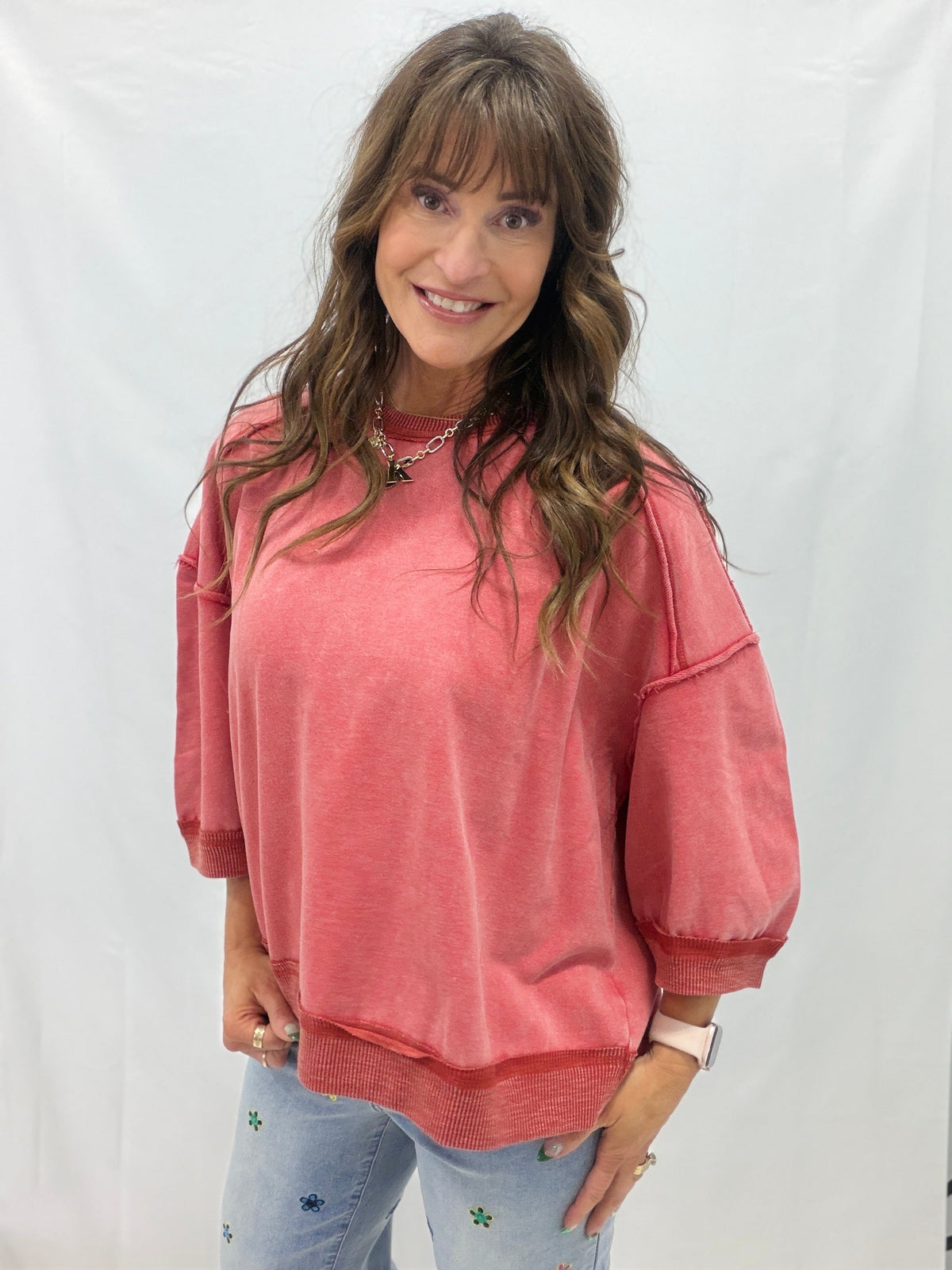 Washed Terry Pullover In 2 Colors
