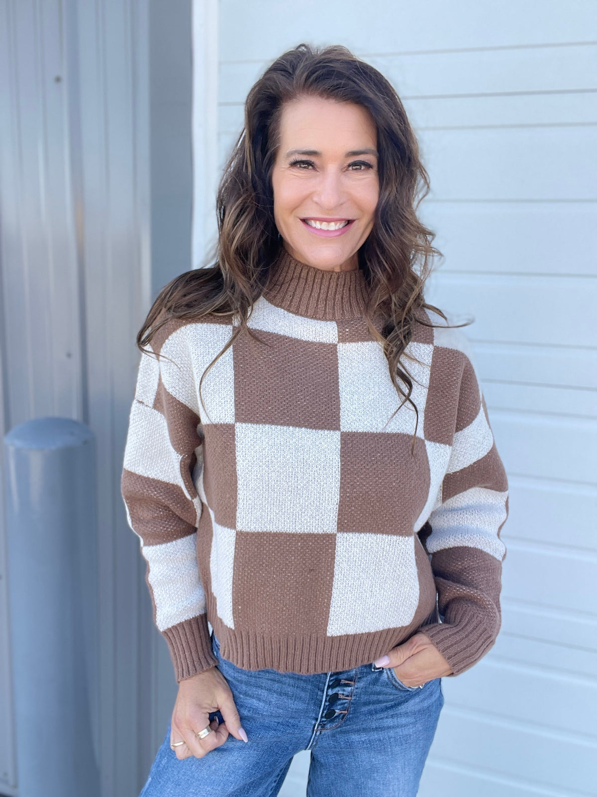 Pass The Vibe Check Mock Neck Sweater In 2 Colors: Mocha, Black *Final Sale*