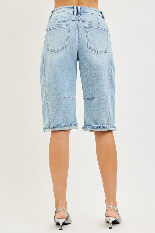 Risen Melissa Slouchy Barrel Shorts In Light