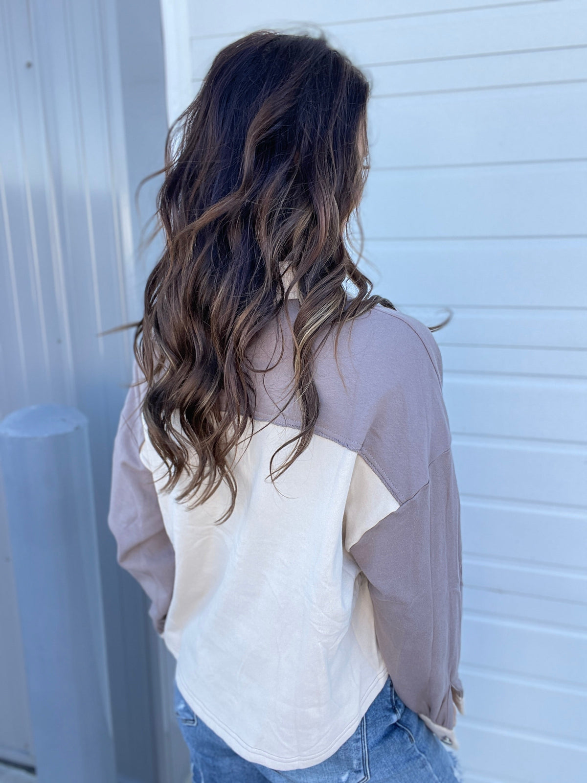 Urban Chill Colorblock Shacket In 2 Colors: Ash, Matcha