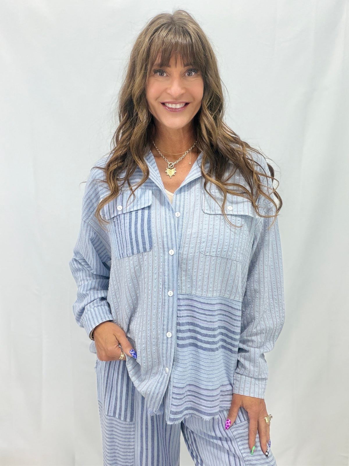 Slay Your Way Button Down Cotton Top In 2 Colors