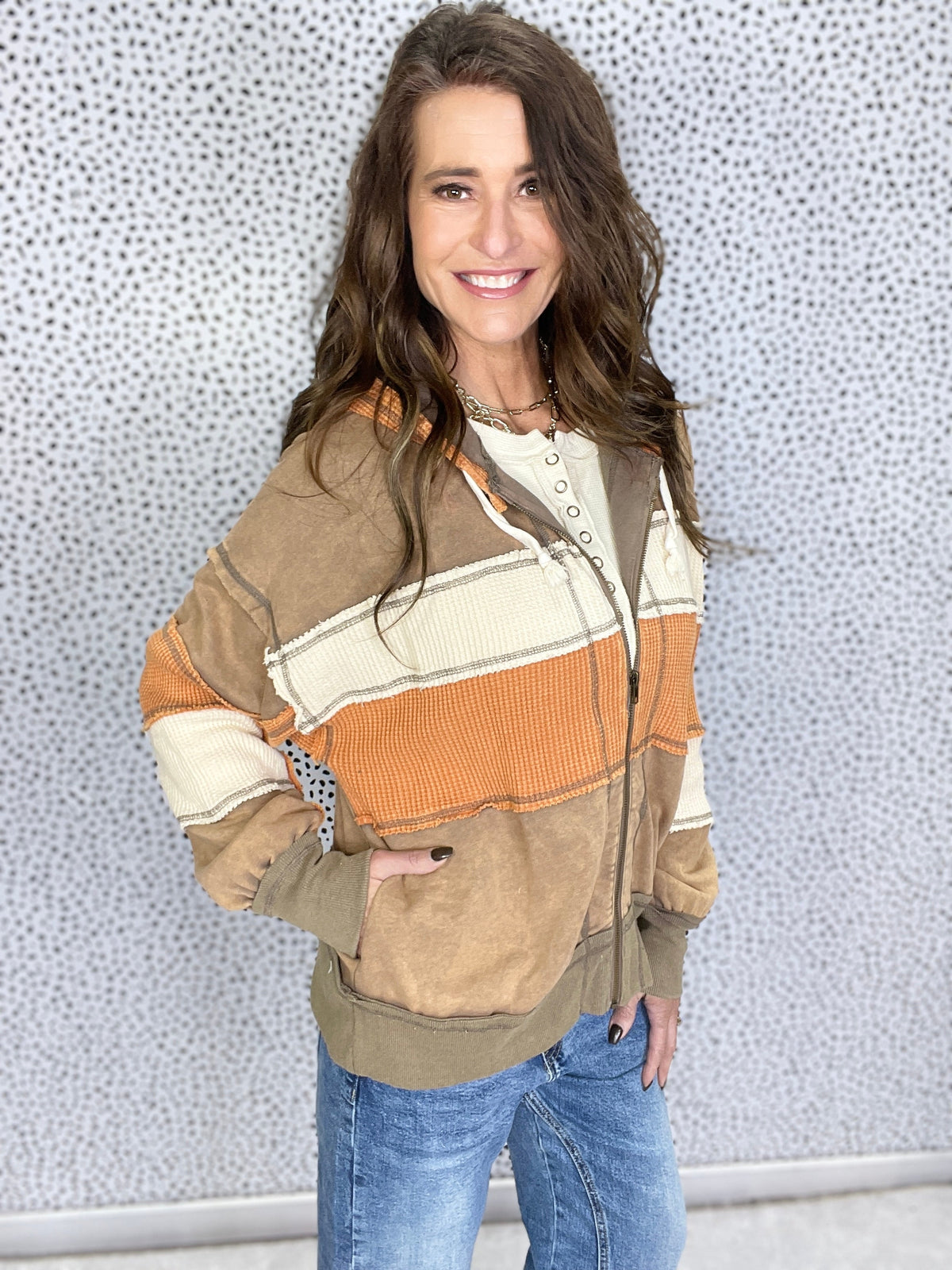 Oli & Hali Two Steps Back Color Block Thermal Jacket