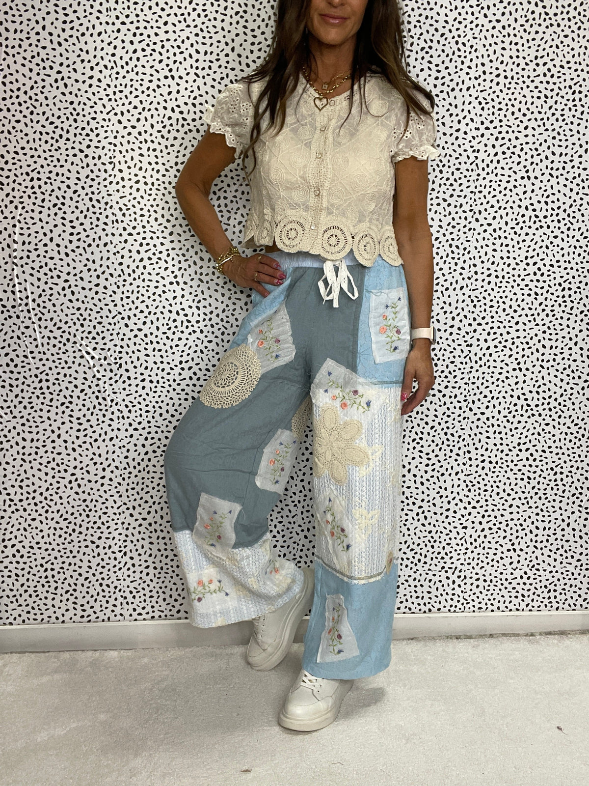 Pol Rose Garden Patchwork Pants In 3 Colors