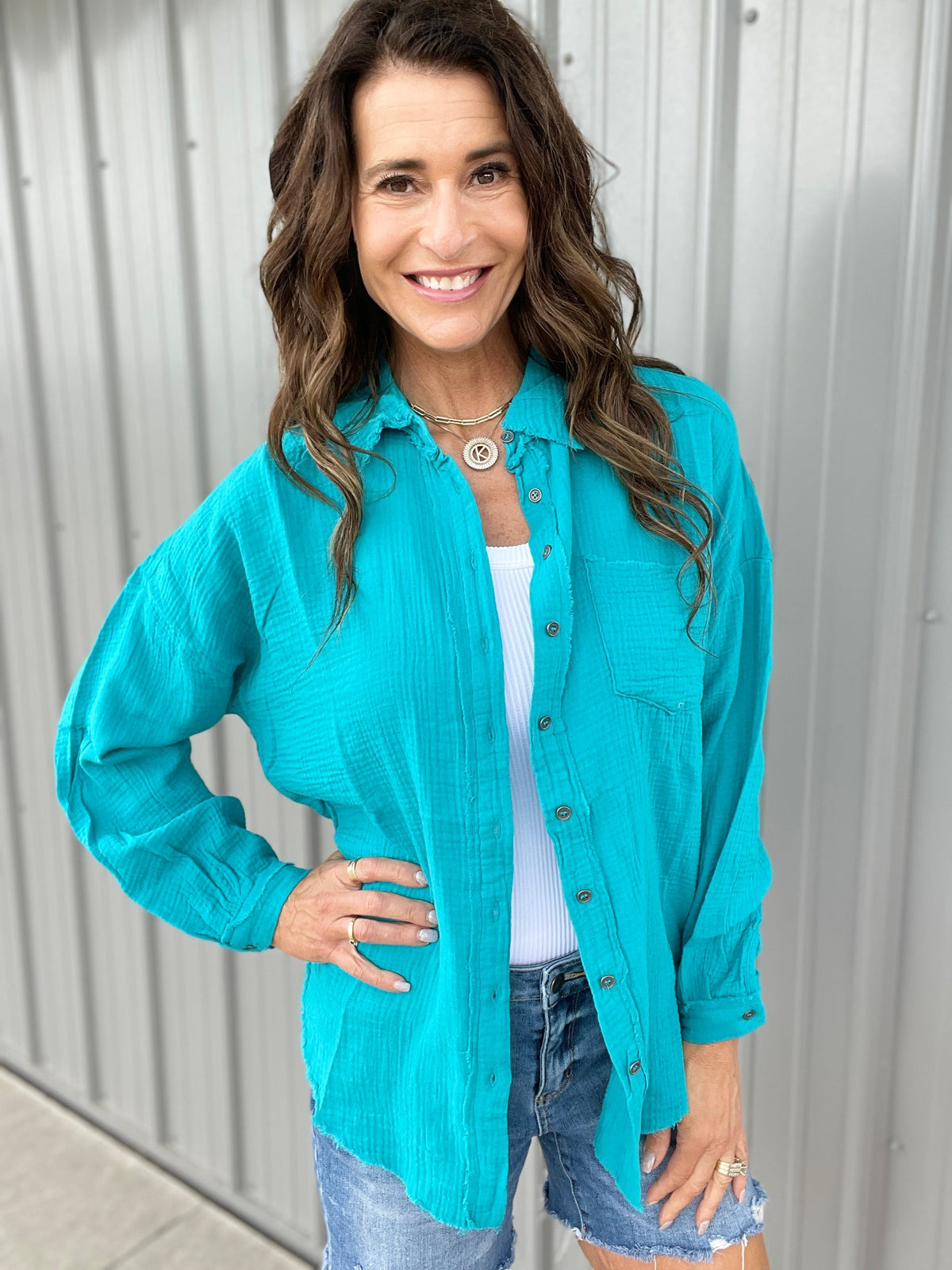 Waiting On You Lightweight Long Sleeve Button Down Top in 5 Colors *Final Sale*