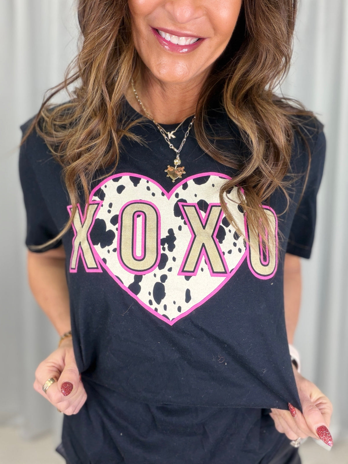 XOXO Heart Cow Print Tee *Final Sale*