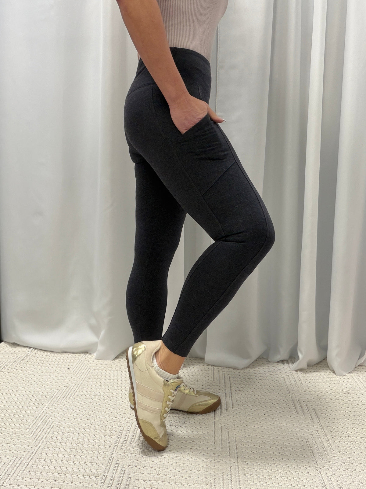 Love Of My Life Side Pocket Leggings in Charcoal *Final Sale*