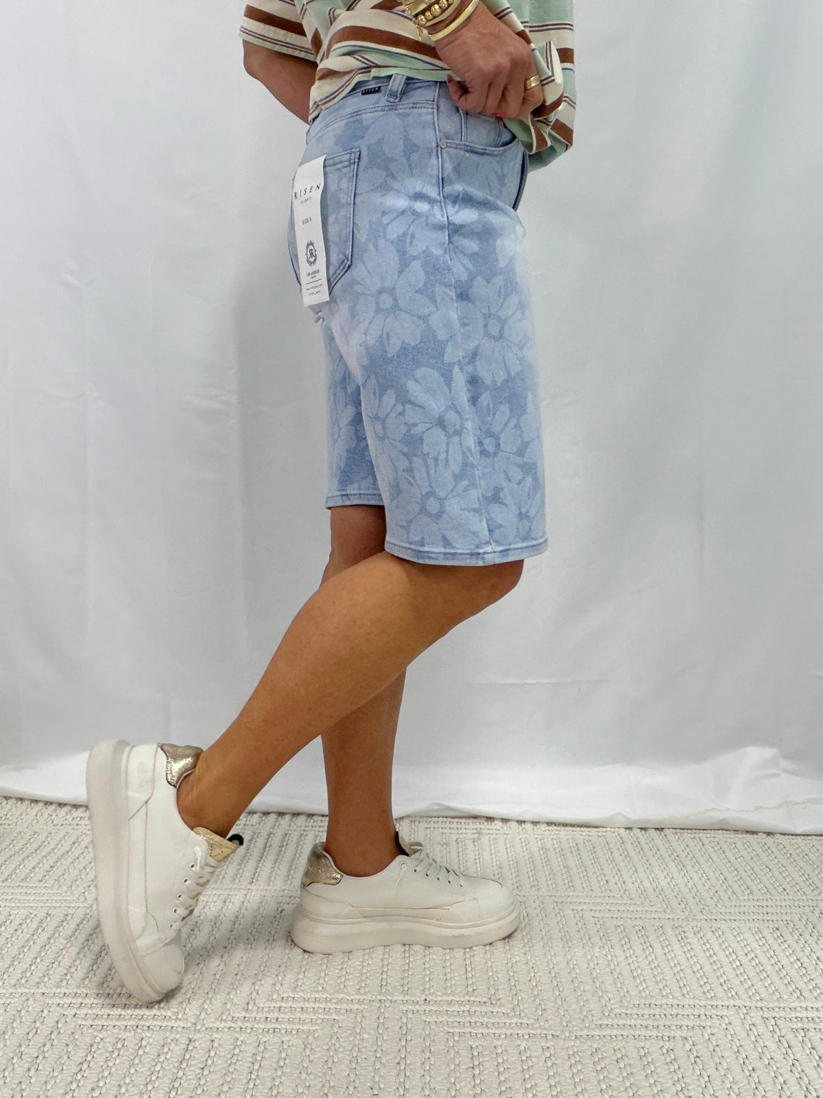 Daydream Believer Floral Slouch Bermuda Shorts In Light