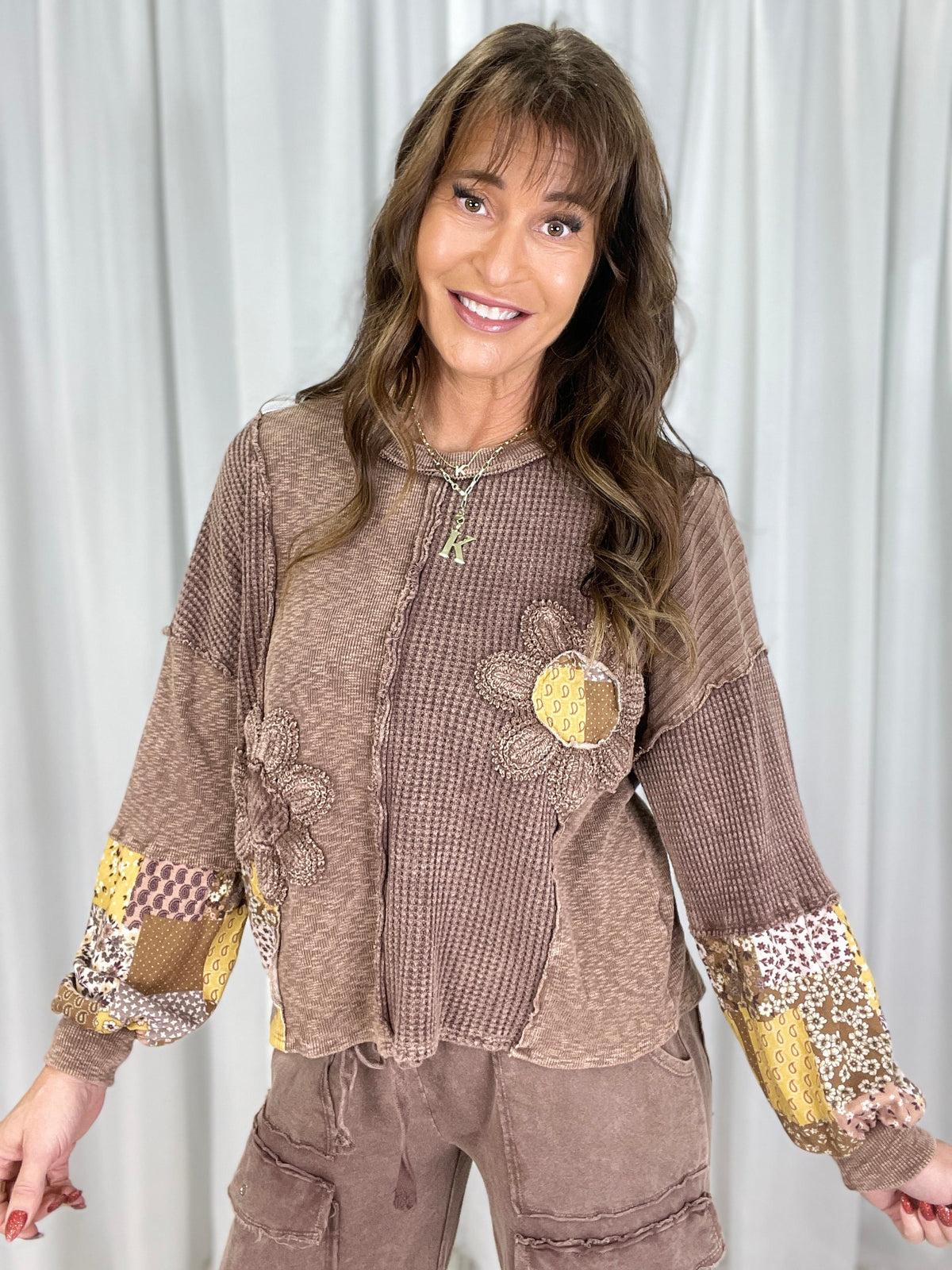 Indigo Bloom Patchwork Top In 4 Colors
