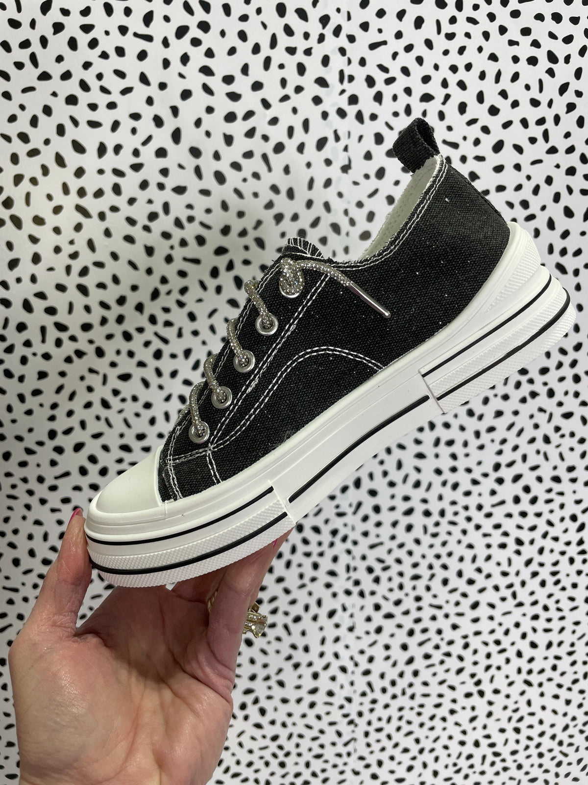 Very G Aman Bling Lace Sneakers In Black Sparkle *Final Sale*