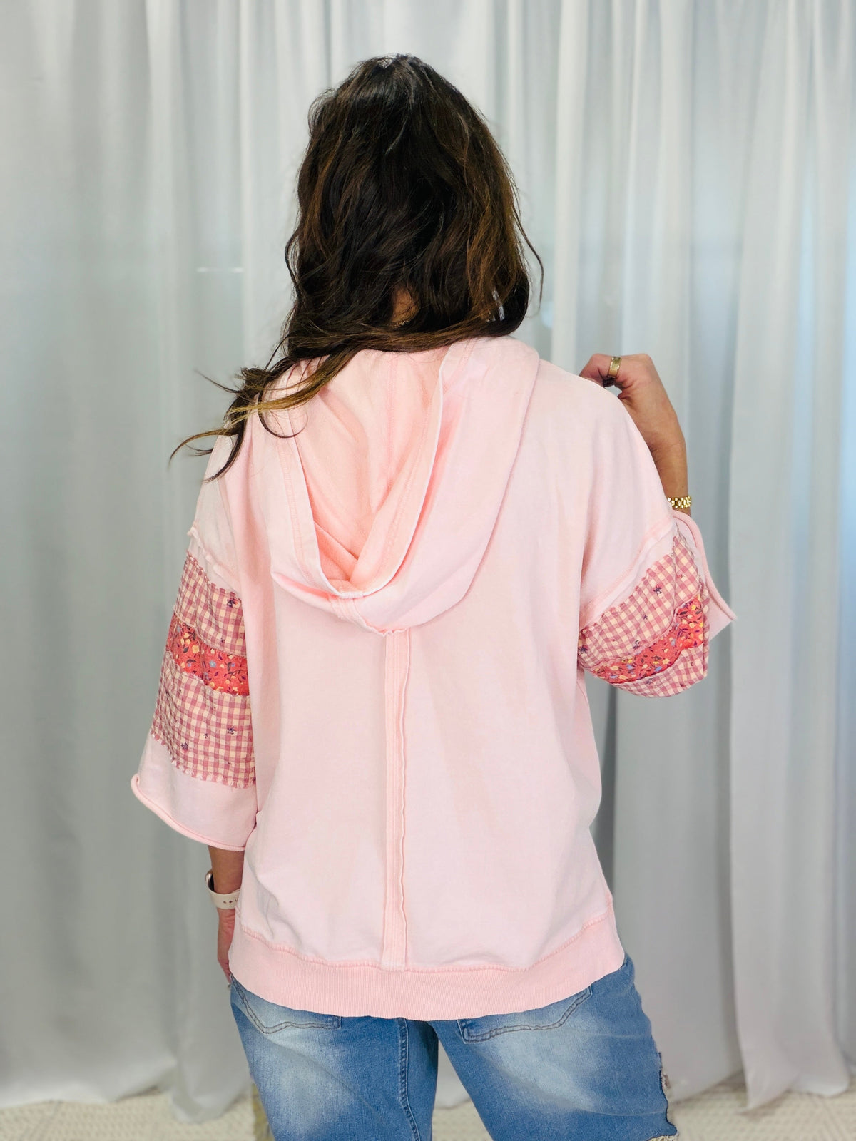 Who I Am Print Mix Hooded Top In 3 Colors *Final Sale*