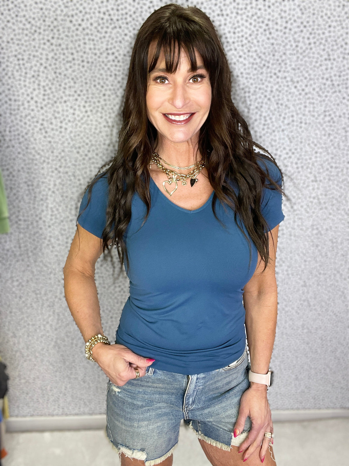 Everyday Great Scoop Neck Reversible Short Sleeve Top In Ten Colors