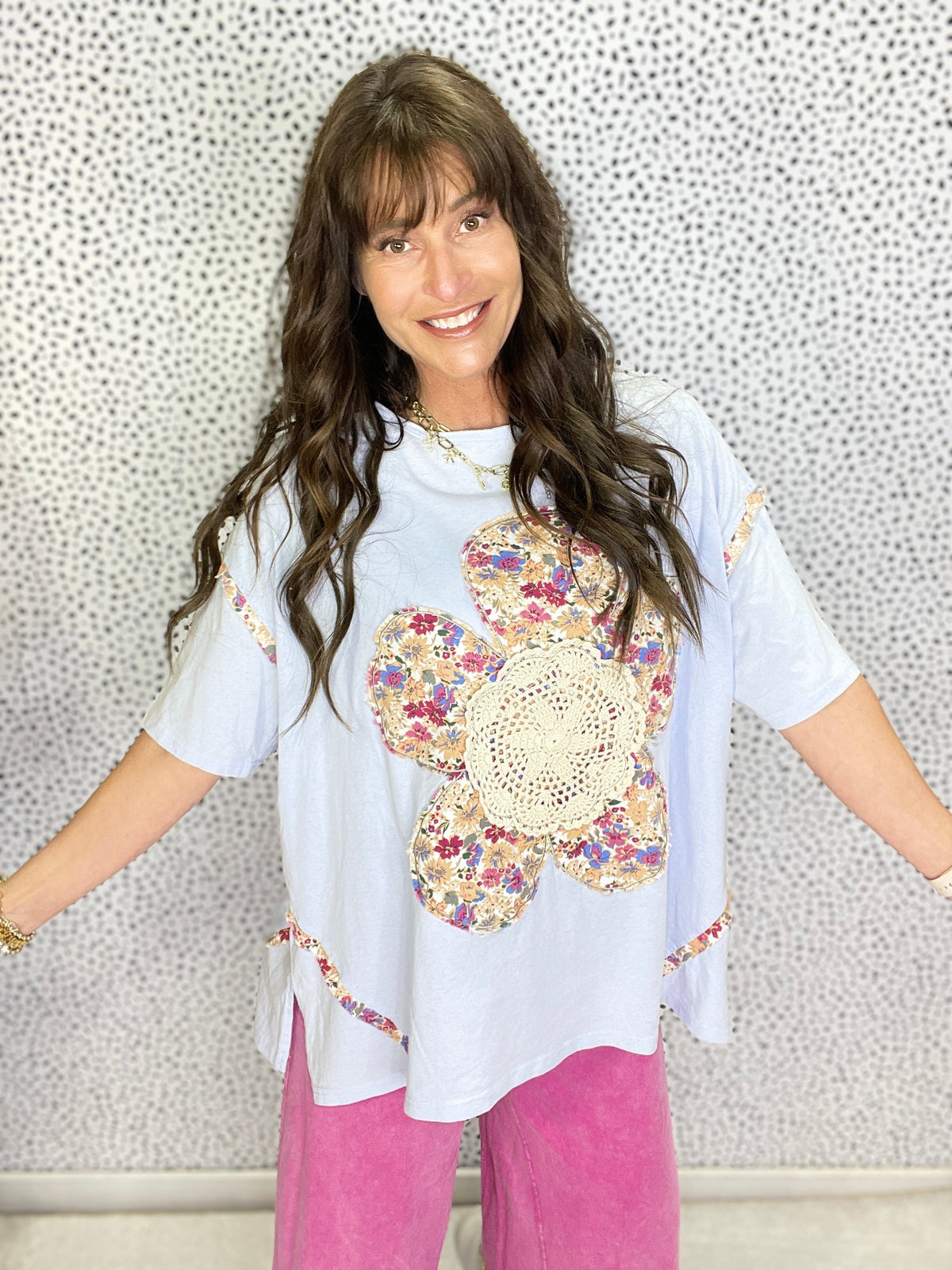 Chill Vibes Flower Patch Mineral Washed Knit Top In 3 Colors *Final Sale*
