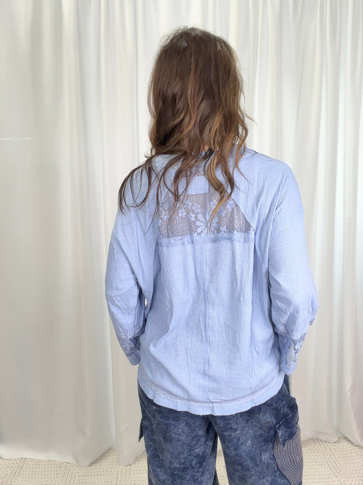 Pol Luna Lace Long Sleeve Ribbed Top In 3 Colors