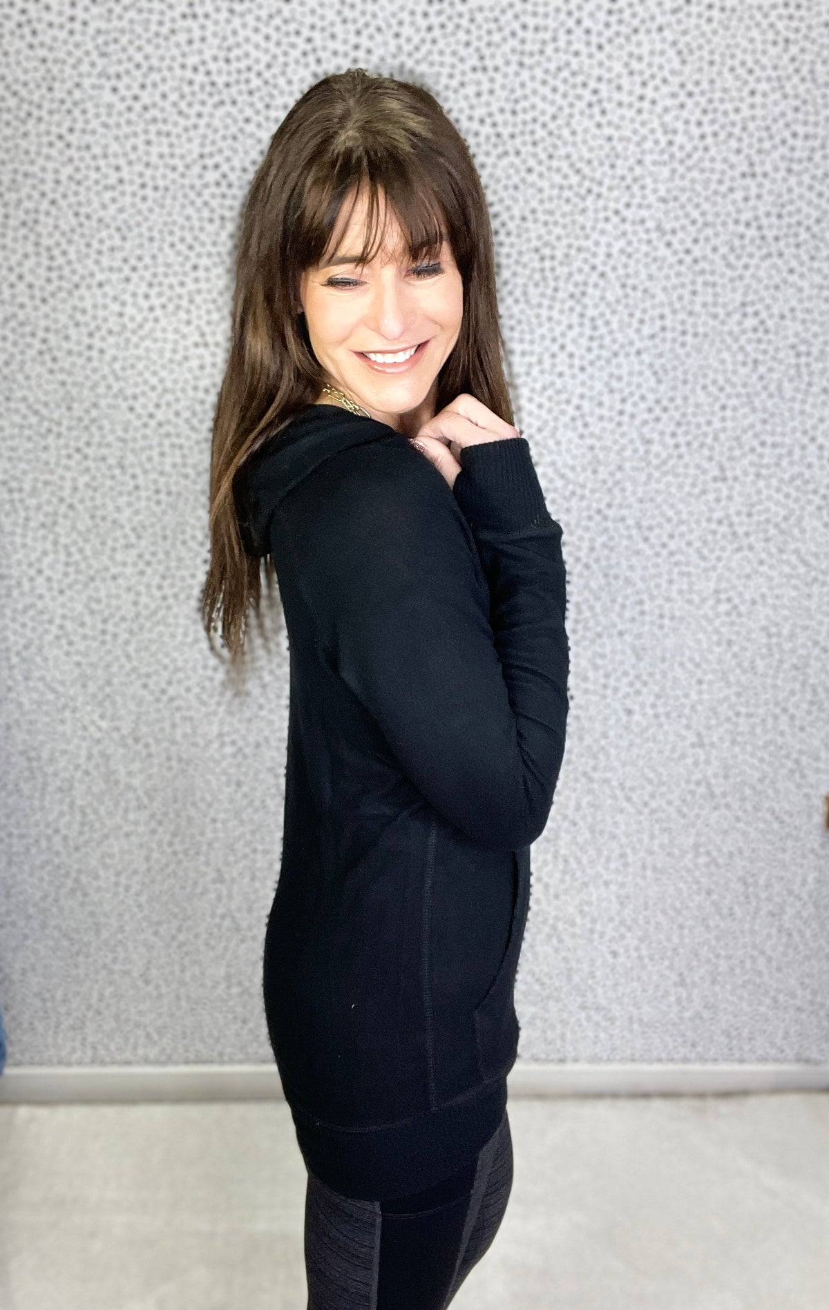 How Do You Know Longline Slim Fit Black Soft Hoodie Top *Final Sale*