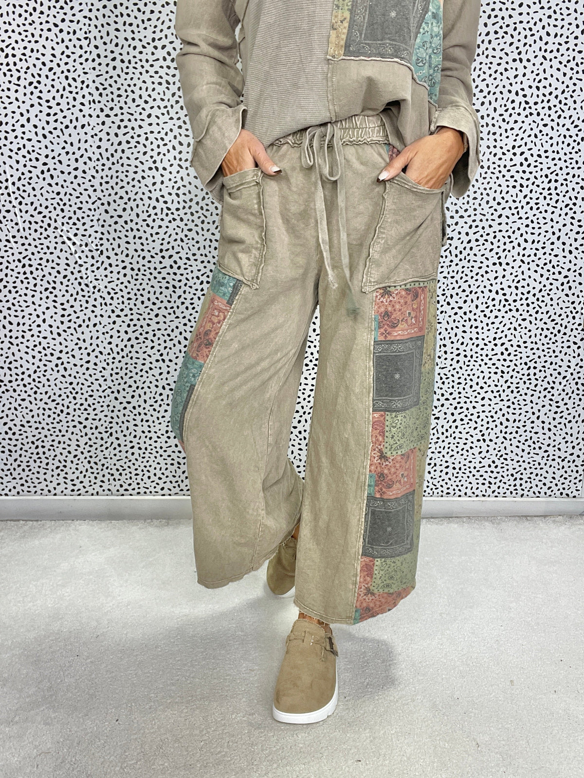 Revival Patchwork Crop Pants In 3 Colors