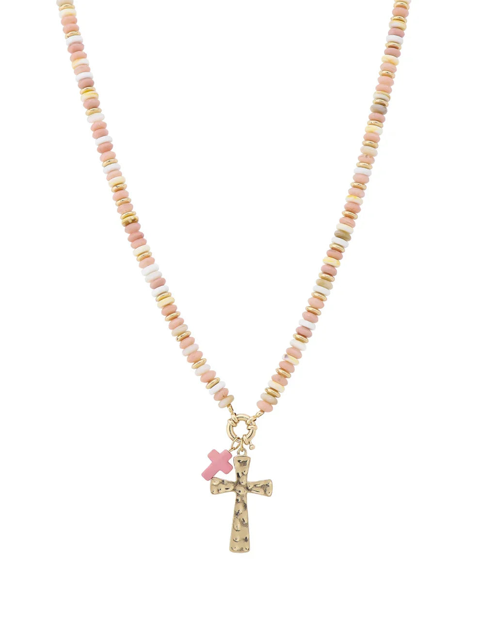 Making History Cross Charm Necklace In Pink *Final Sale*
