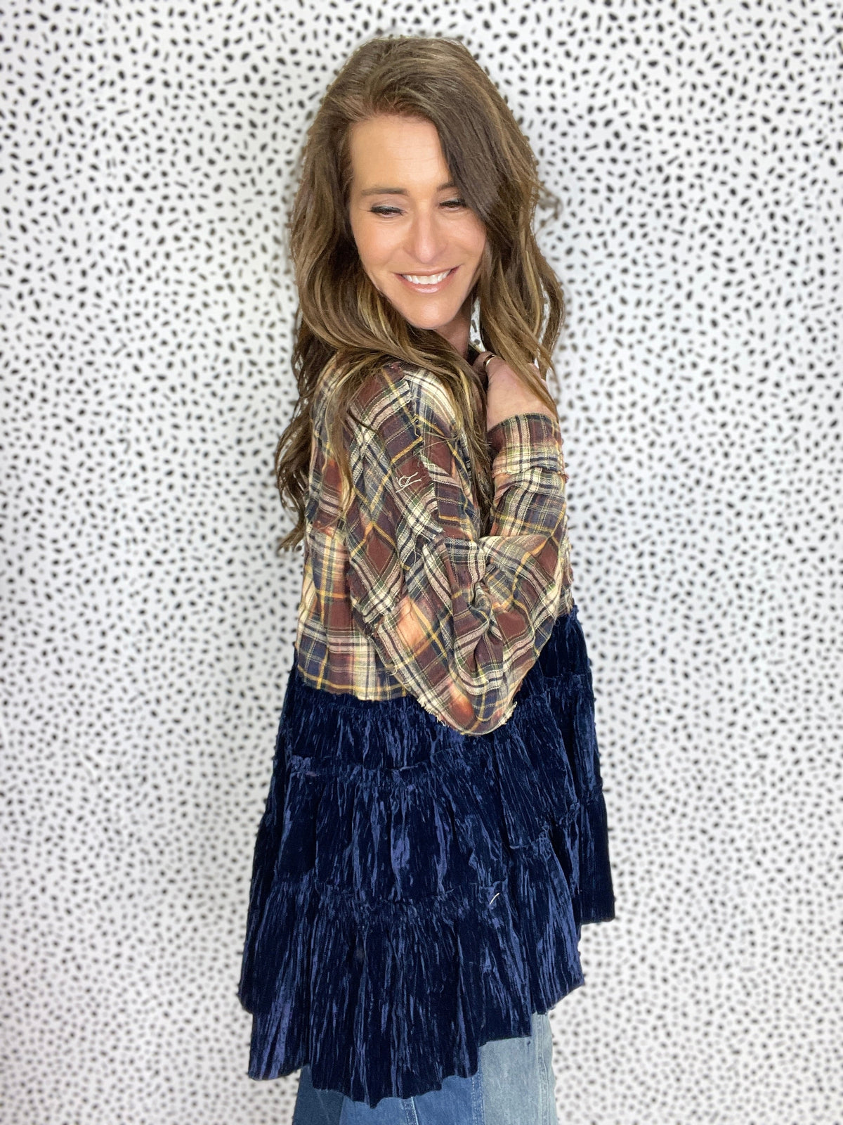 Oli & Hali Delicate Embrace Bleach Plaid Shirt In 2 Colors