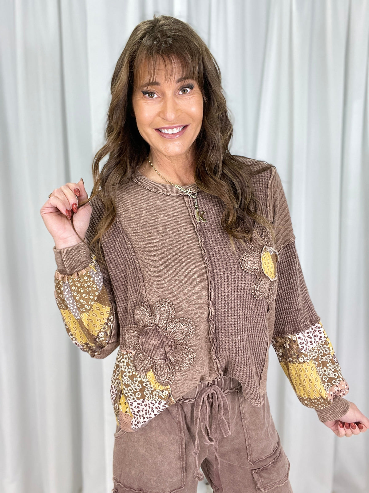 Indigo Bloom Patchwork Top In 4 Colors