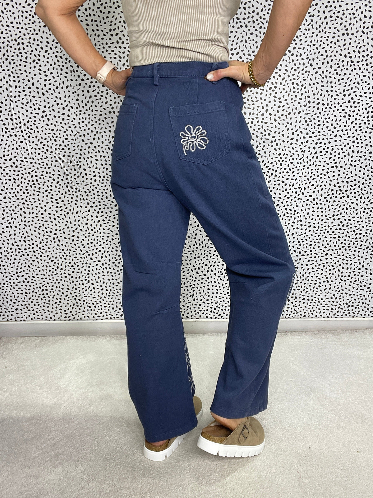 Floral Goddess Twill Straight Jeans In 3 Colors *Final Sale*