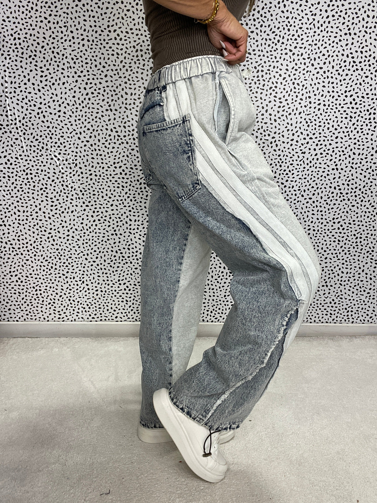Oli & Hali Denim Remix Joggers In Grey *Final Sale*