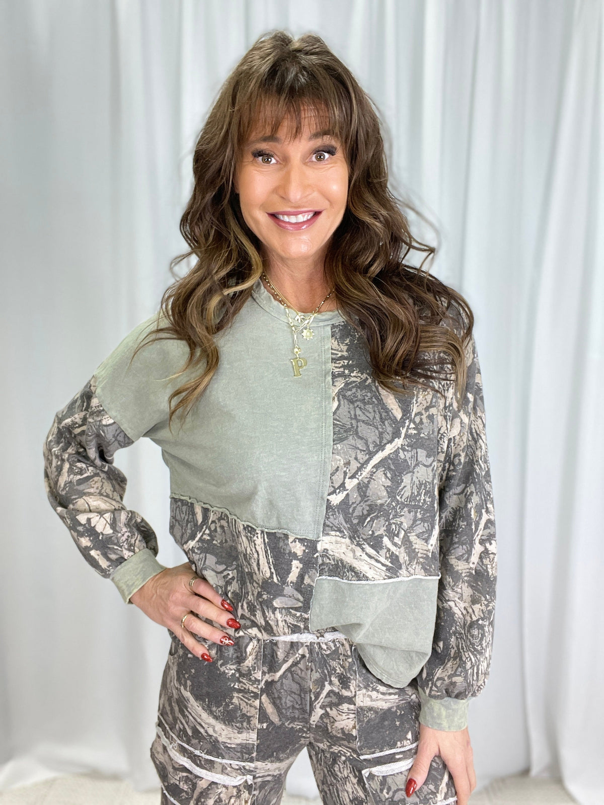 Look Around Block Tree Camo Sweatshirt In 2 Colors *Final Sale*