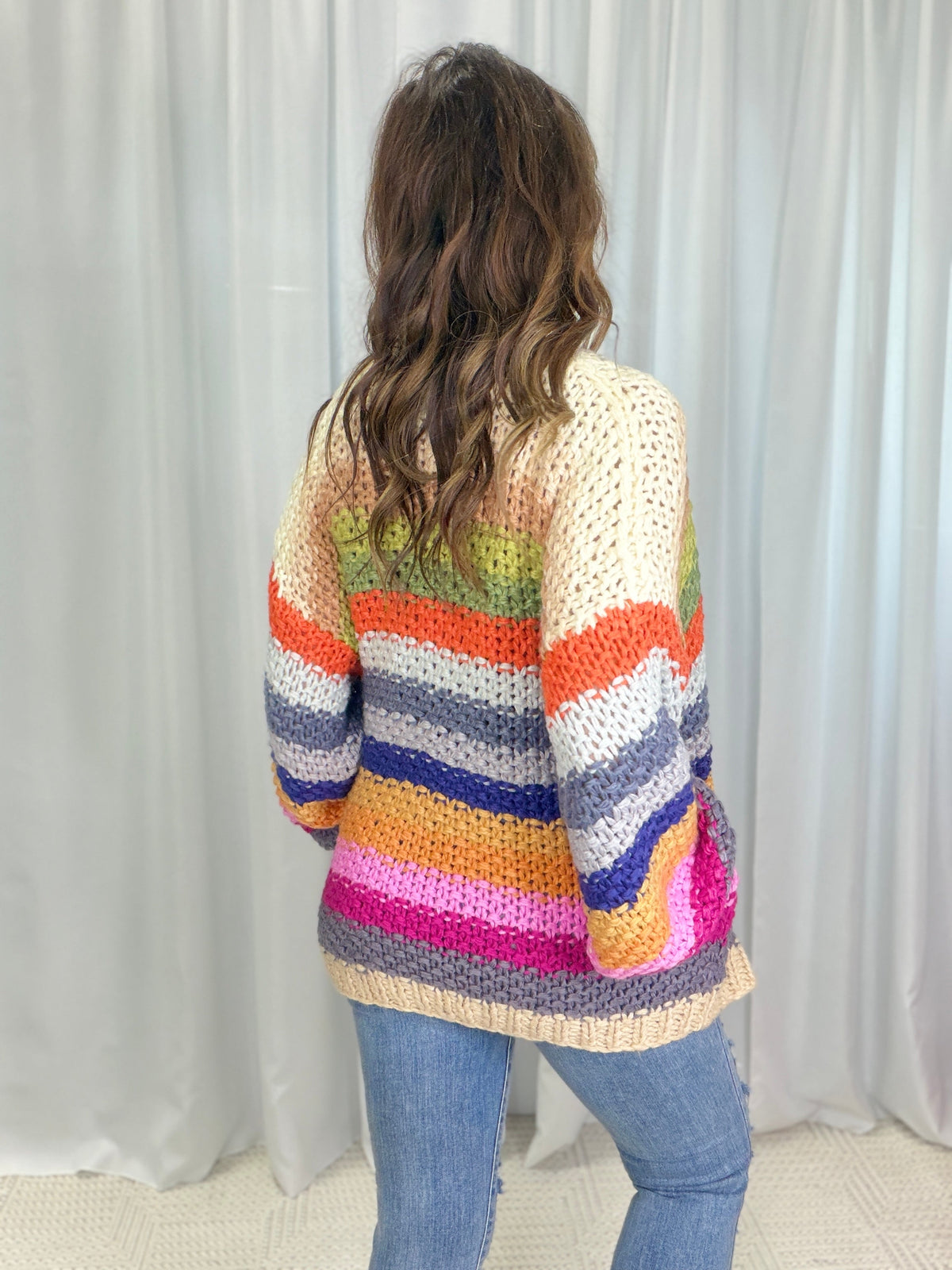 Colorburst Basketweave Cardigan in Cream