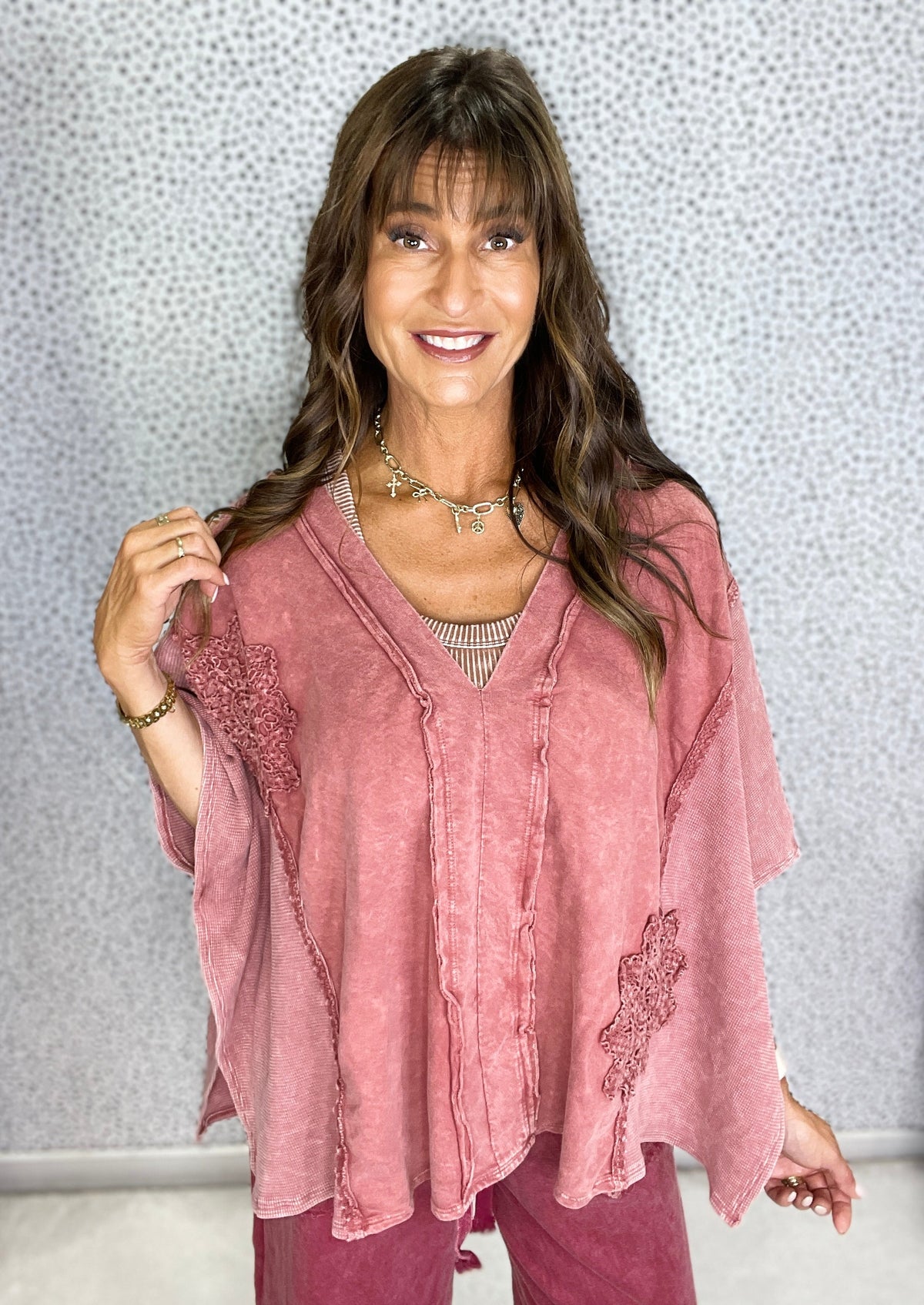 Pick A Date Mineral Washed Boho V-Neck Top In 5 Colors