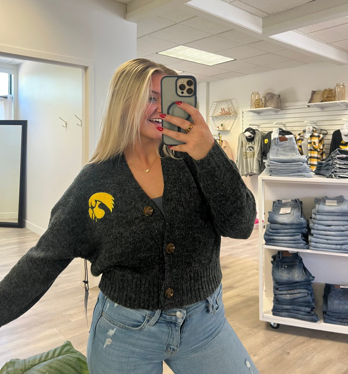 Iowa Chenille Tigerhawk Patch Cardigan