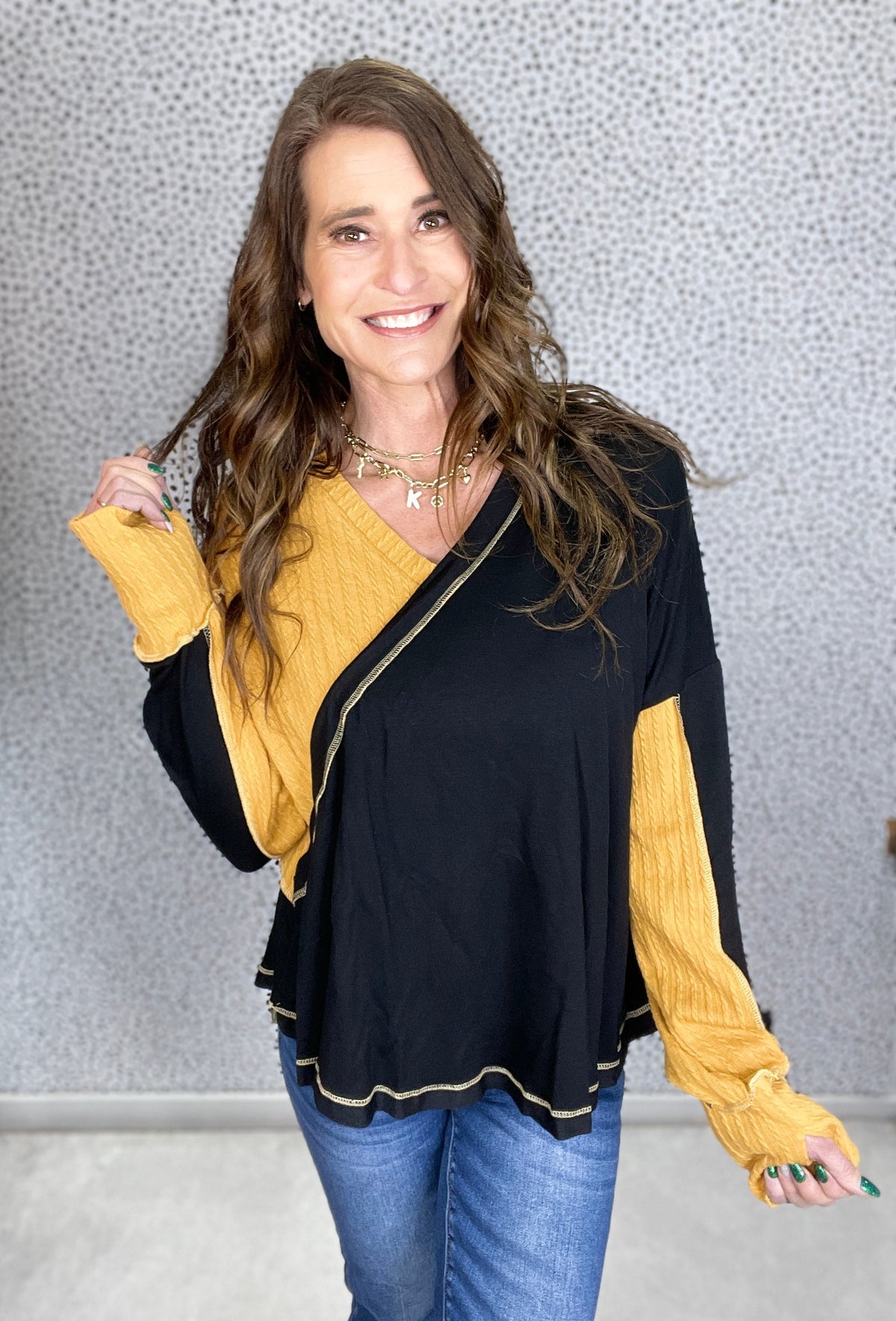 Everything For Me Cable Knit Color Block Sweater In Black *Final Sale*