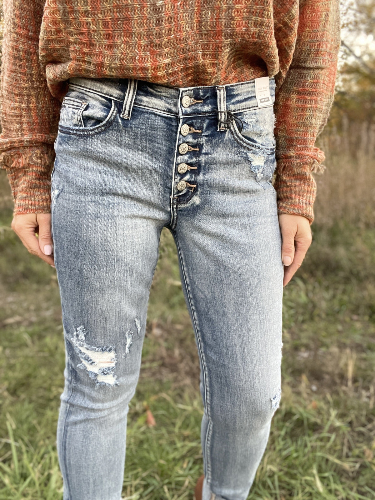 Judy Blue Kepra Button Front Distressed Cuffed Boyfriend Jean 396 *Final Sale*
