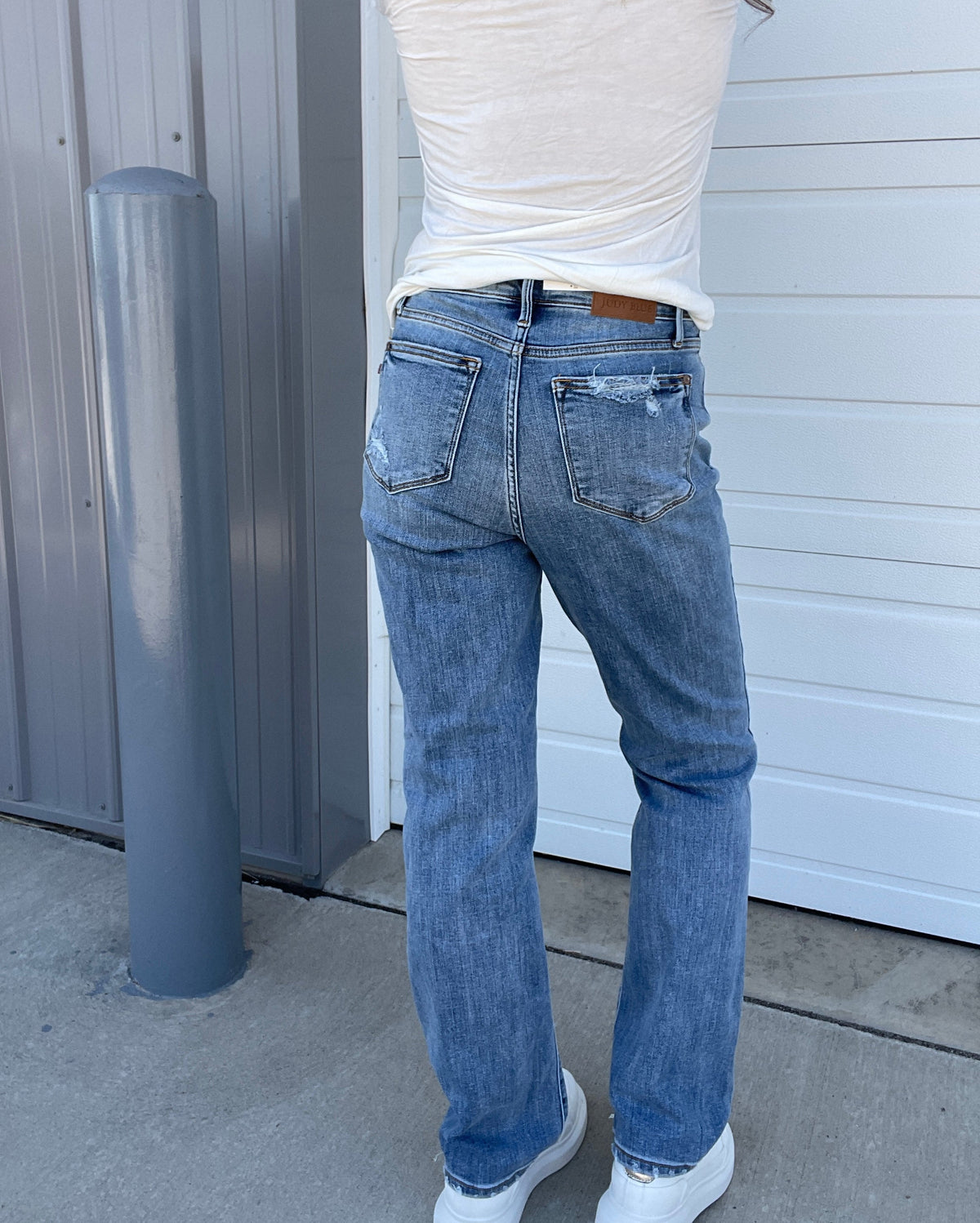 Judy Blue Peggy High Rise Straight Jeans With Distress 470