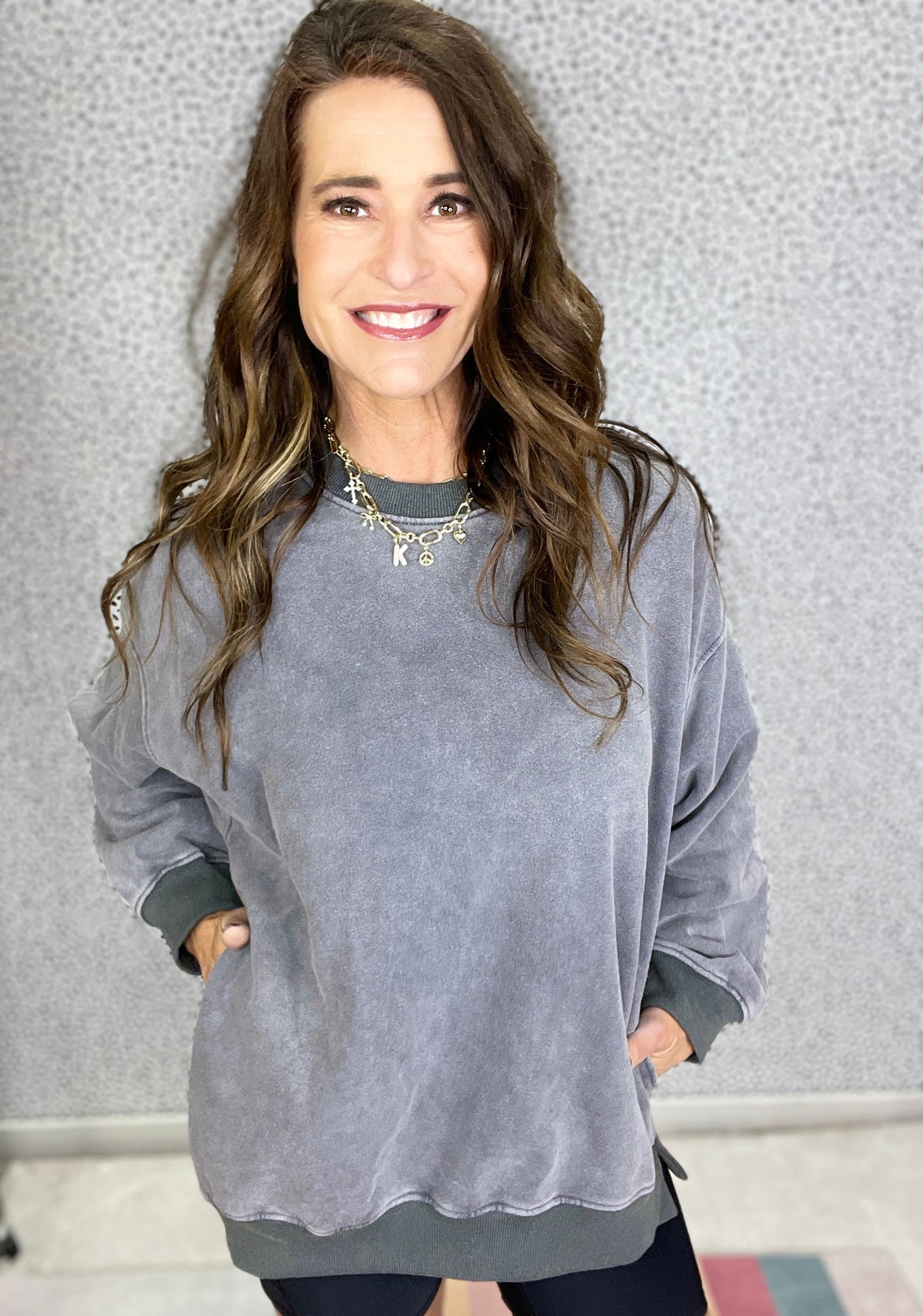 POL Simple Comfort Round Neck Long Sleeve Terry Knit Pullover Top In 3 Colors *Final Sale*