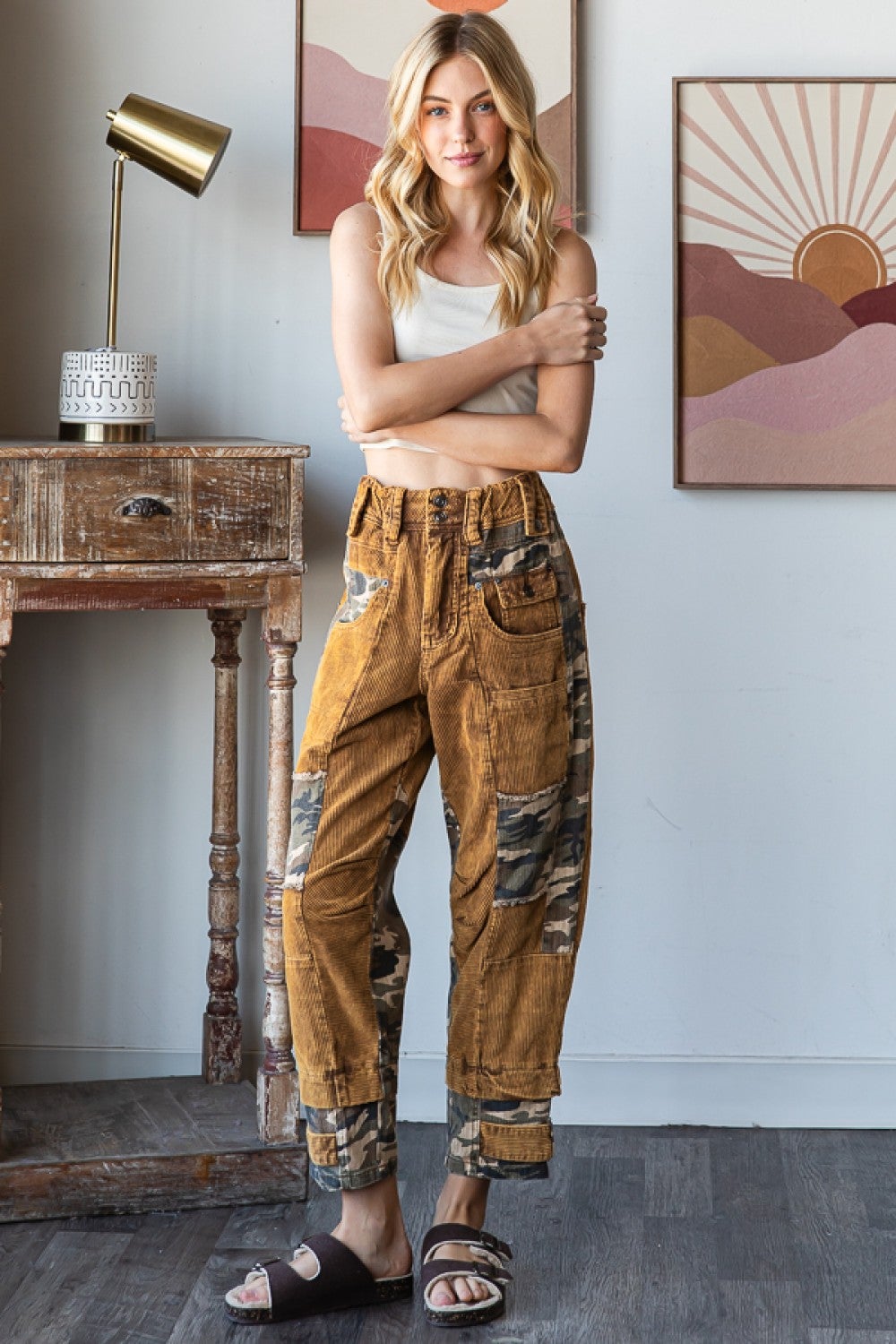 Oli & Hali I Spy Camo & Corduroy Cargo Pant In 2 Colors *Final Sale*