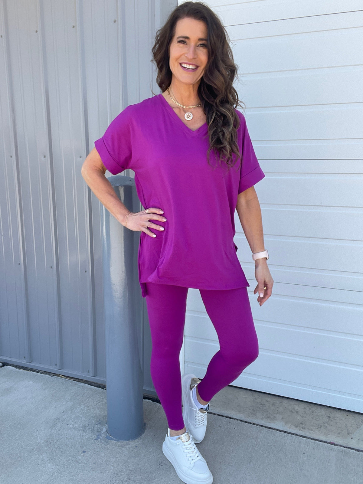 Take It Easy Soft V Neck Short Sleeve Lounge Leggings Set In 4 Colors *Final Sale*