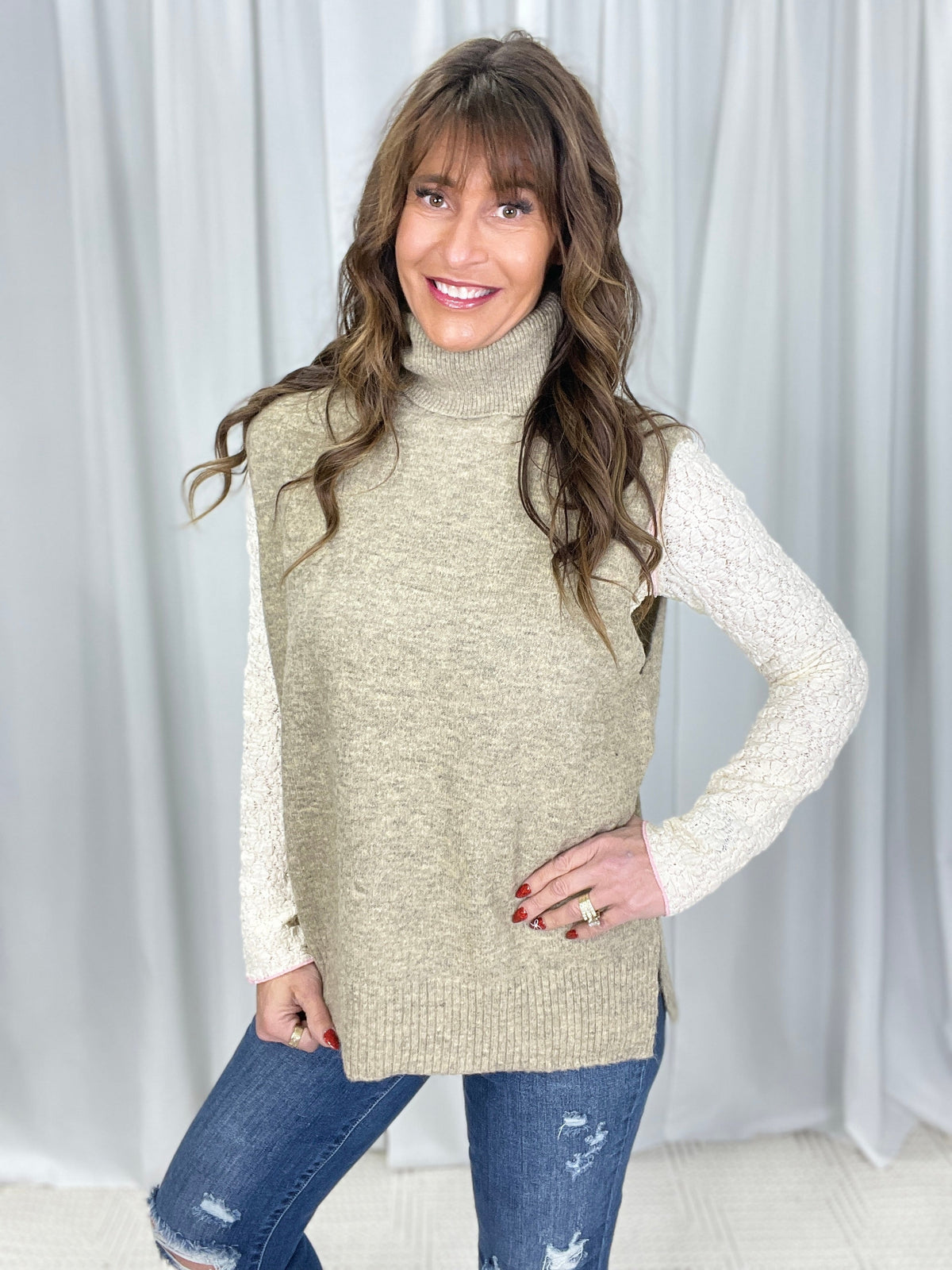 Let's Stay In Turtle Neck Sweater Vest In 2 Colors *Final Sale*