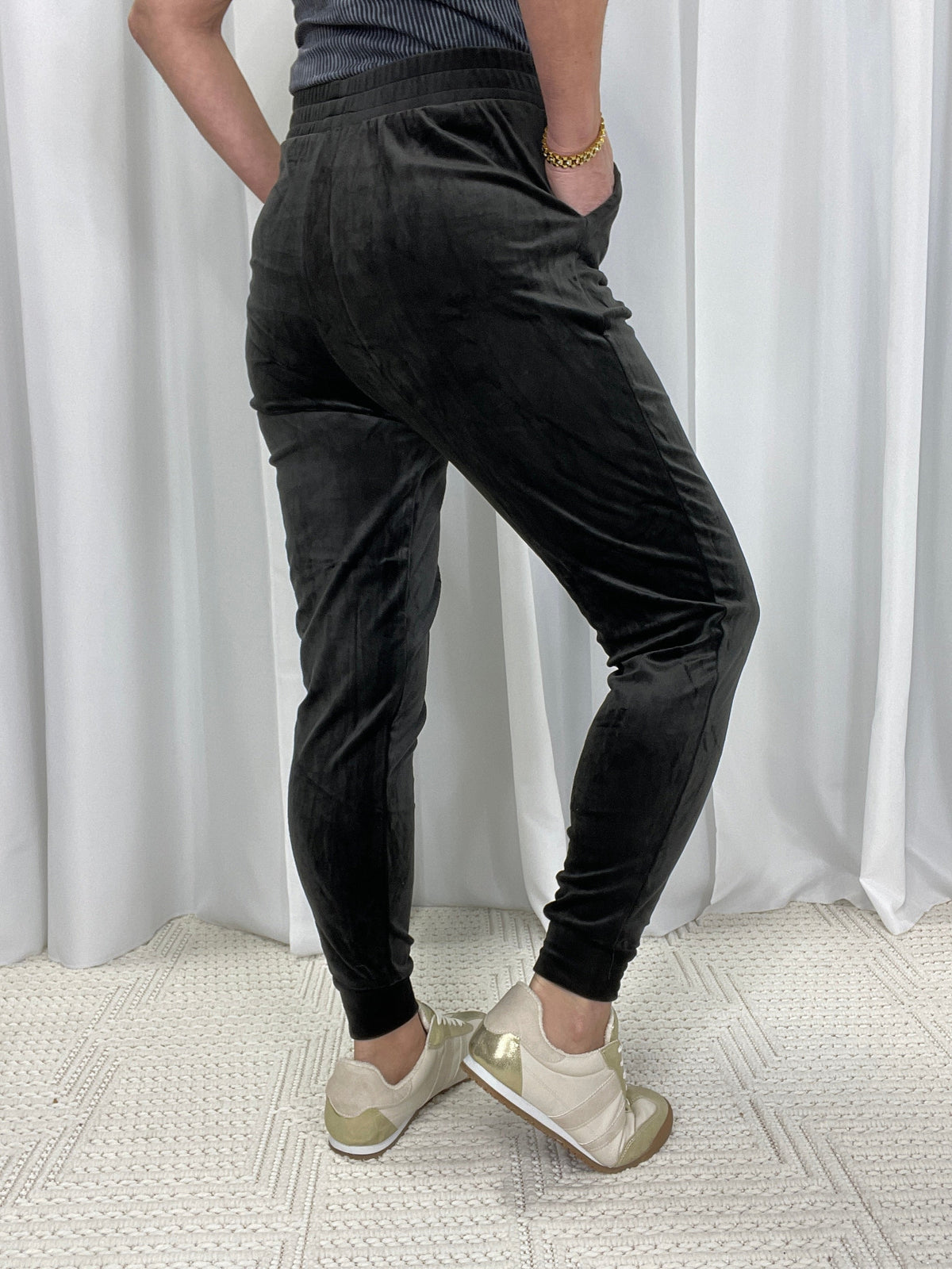 Smooth Moves Velvet Joggers In Black *Final Sale*
