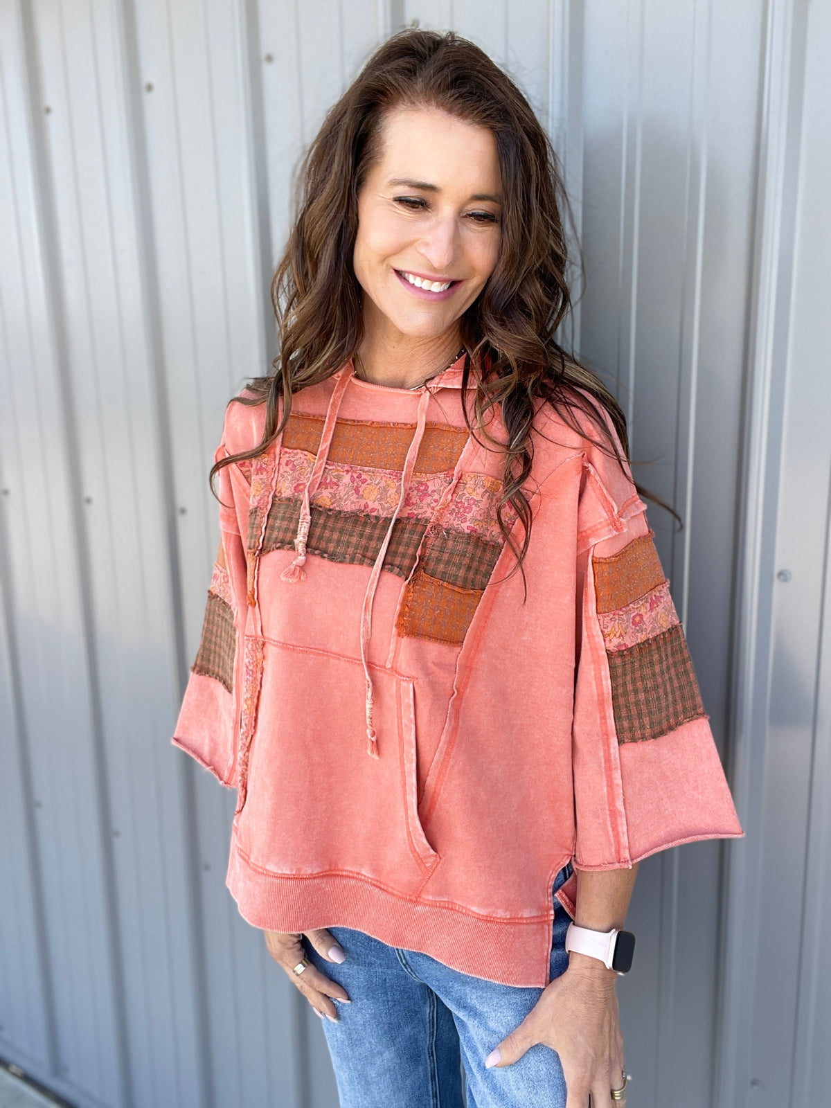 See The Truth Print Mix Hoodie In 5 Colors: Mocha, Green, Orange, Taupe, Ecru *Final Sale*