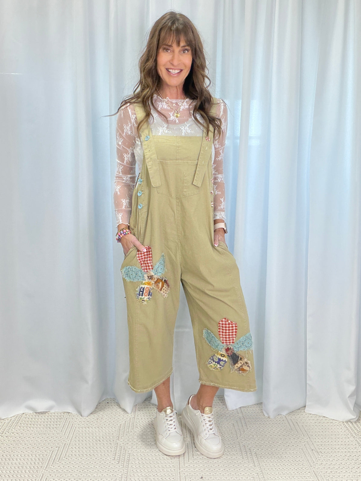 Bloomfield Patchwork Denim Overalls In 2 Colors