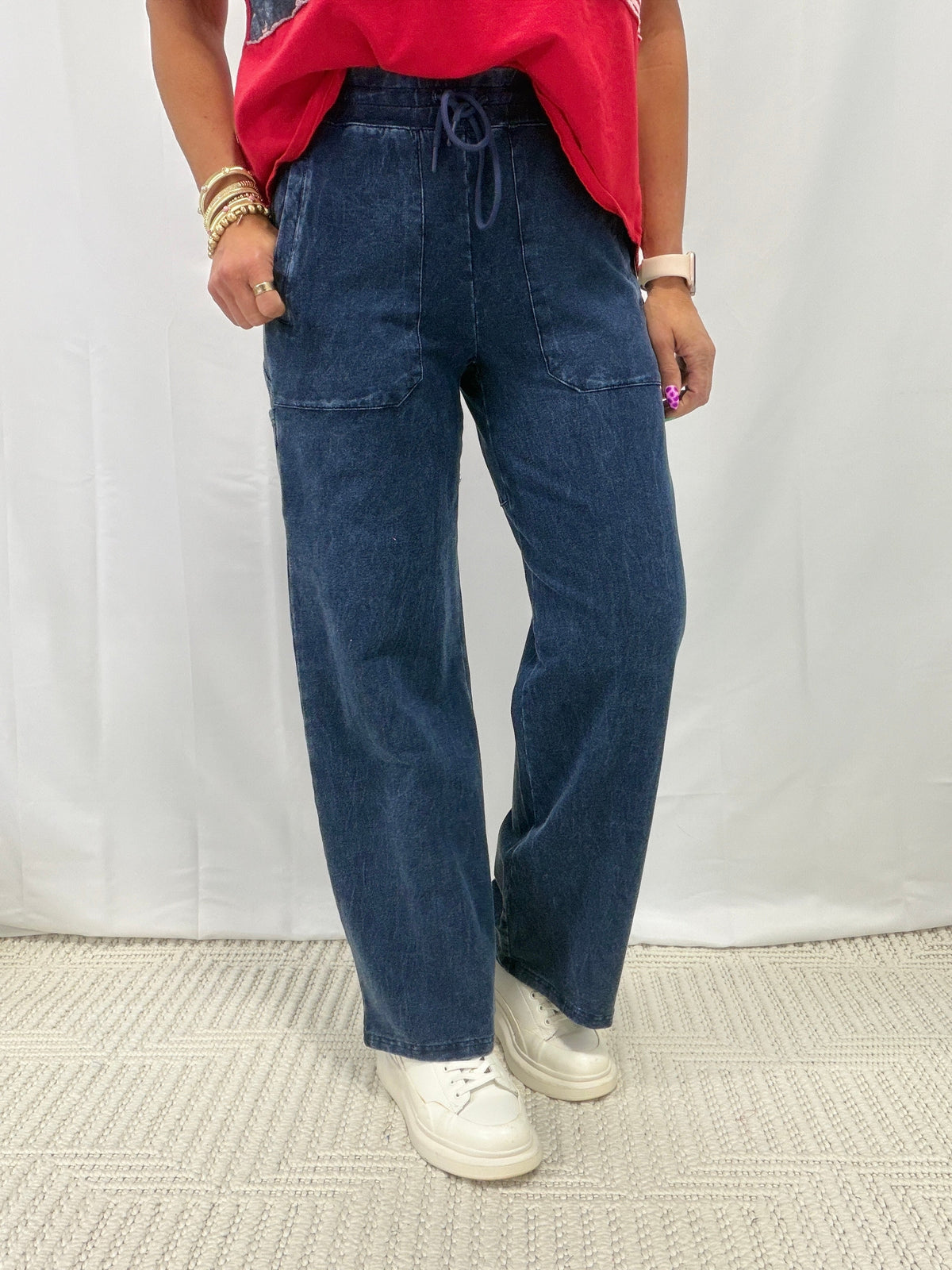 Move Mountains Mineral Wash Utility Pants In Denim