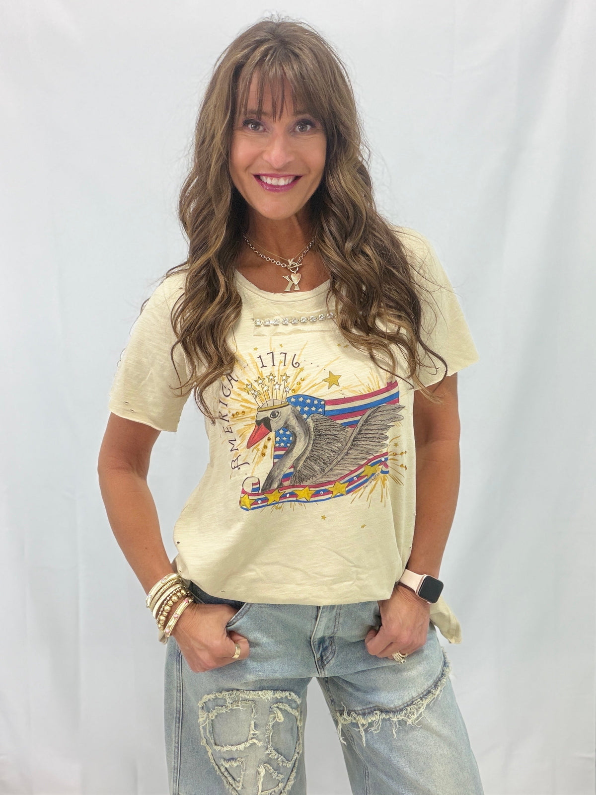 America 1776 Swan Tattered Tee