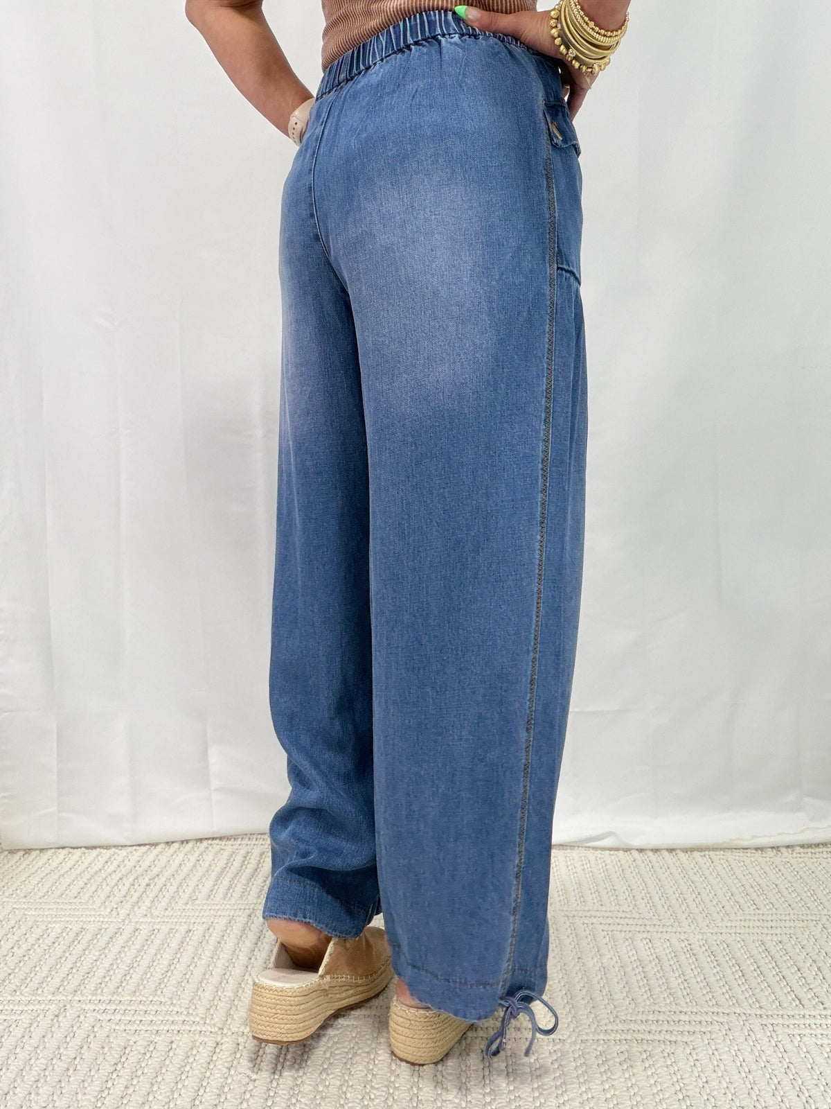 Simply Cherished Bottom Tie Jeans In Blue