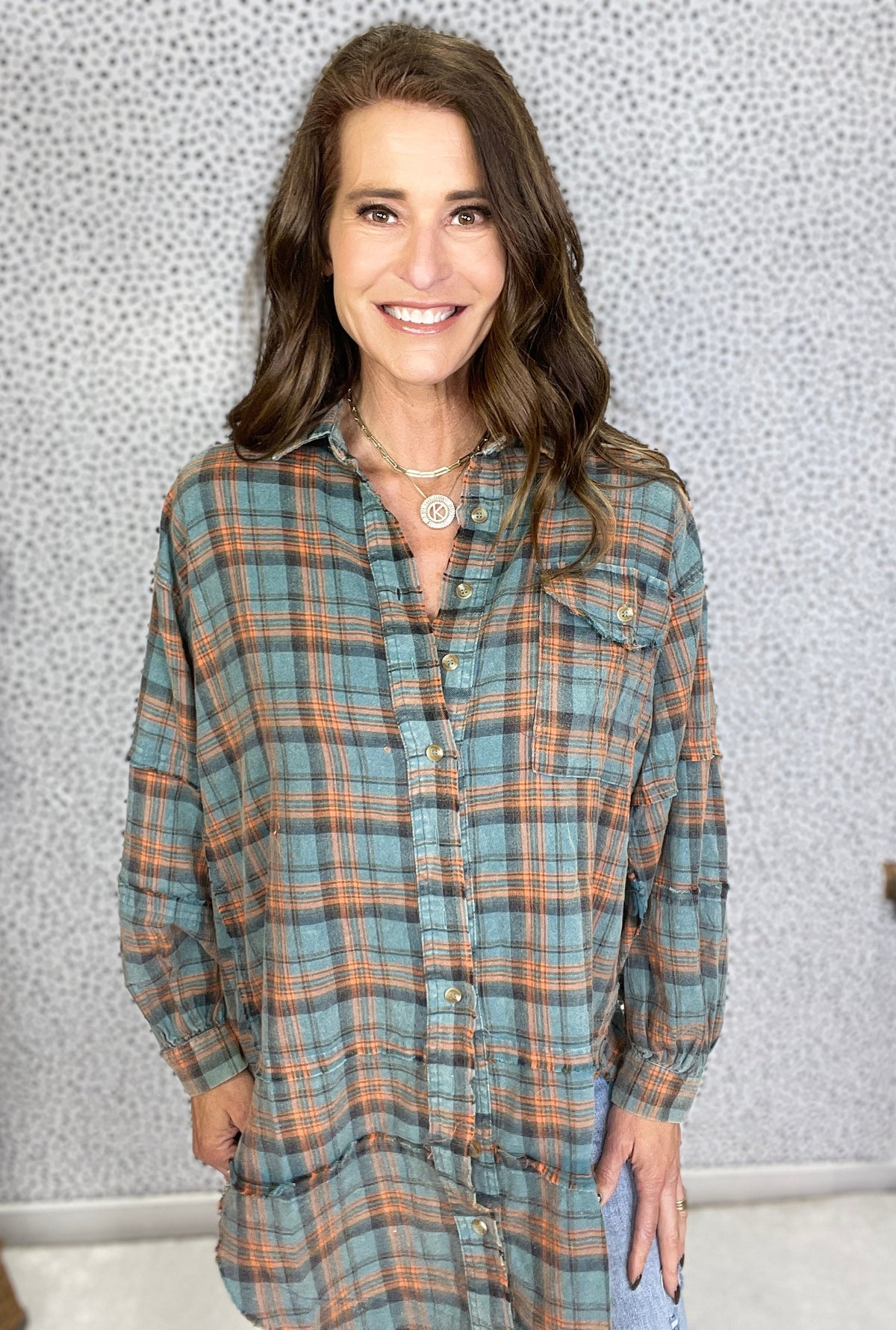 Soul Sister Mineral Washed Plaid Top In 4 Colors