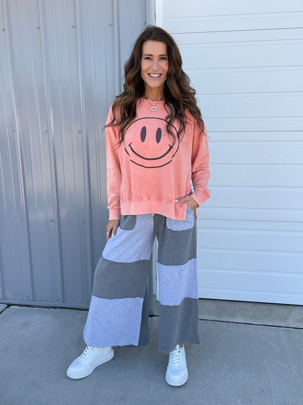 A New Way Colored Block Pants In 2 Colors: Grey, Blue *Final Sale*