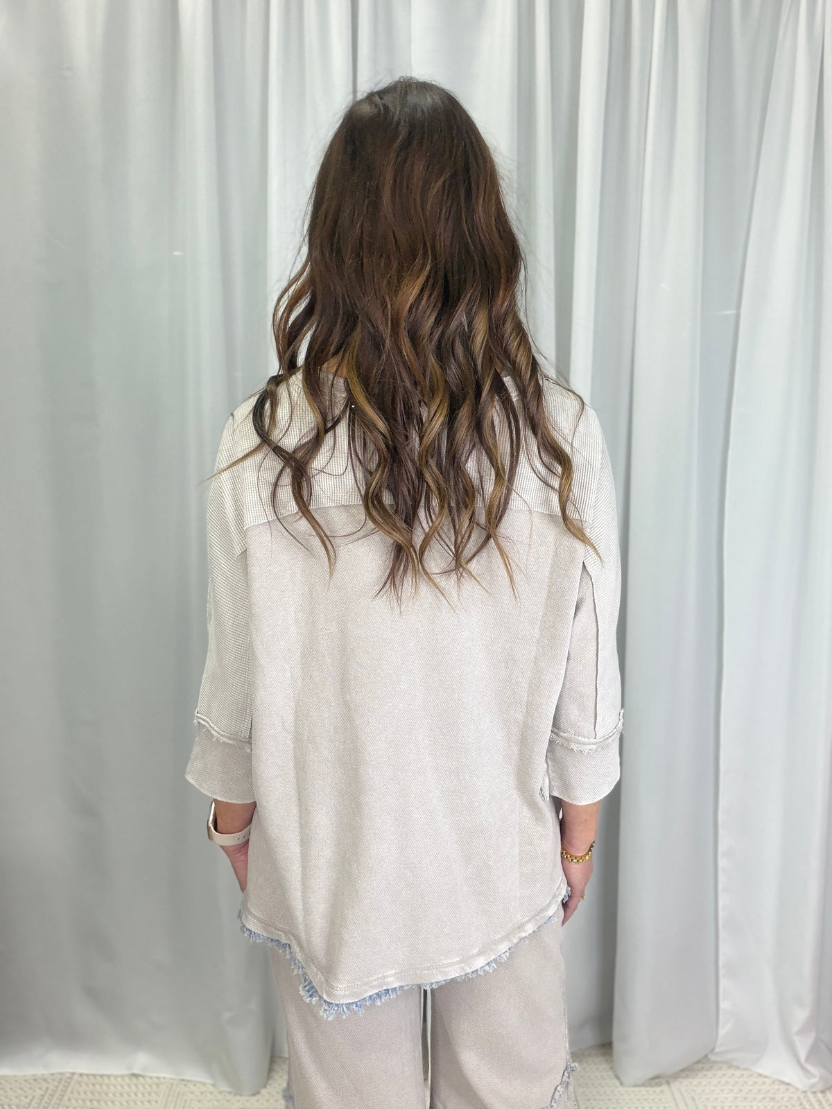 Star Patchwork Quarter Sleeve Top In 3 Colors