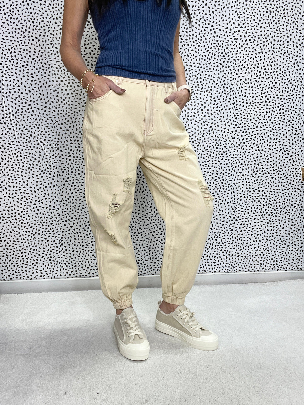 POL Check The Beat Distressed Jogger Pants In 3 Colors