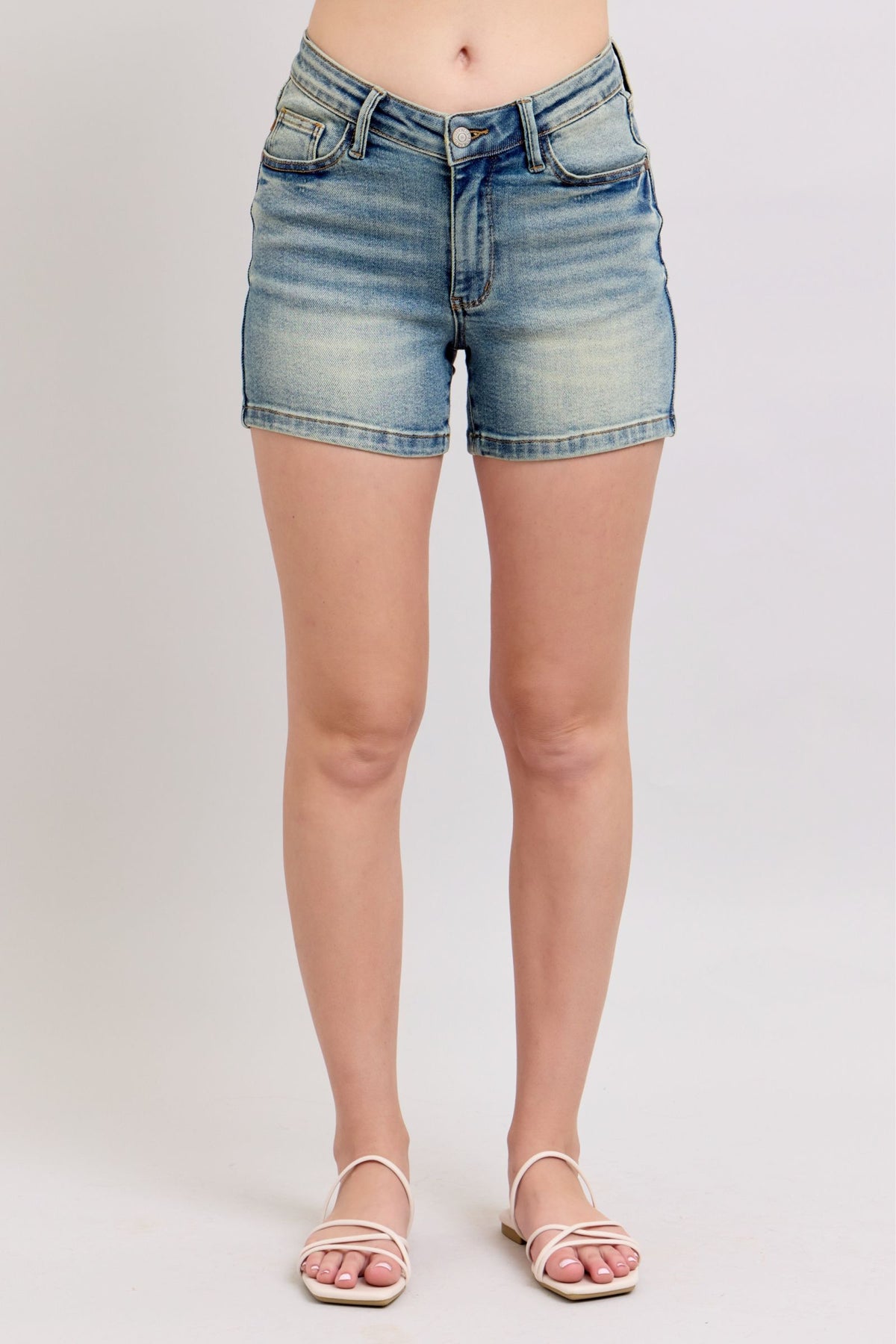 Judy Blue Stella V-Front Vintage Wash Shorts 309 In Medium *Final Sale*