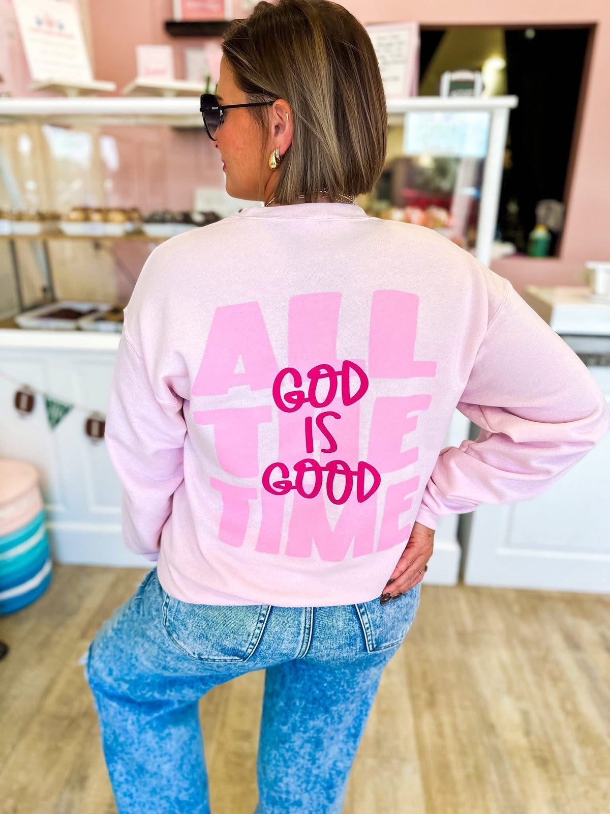 God Is Good Pink Sweatshirt