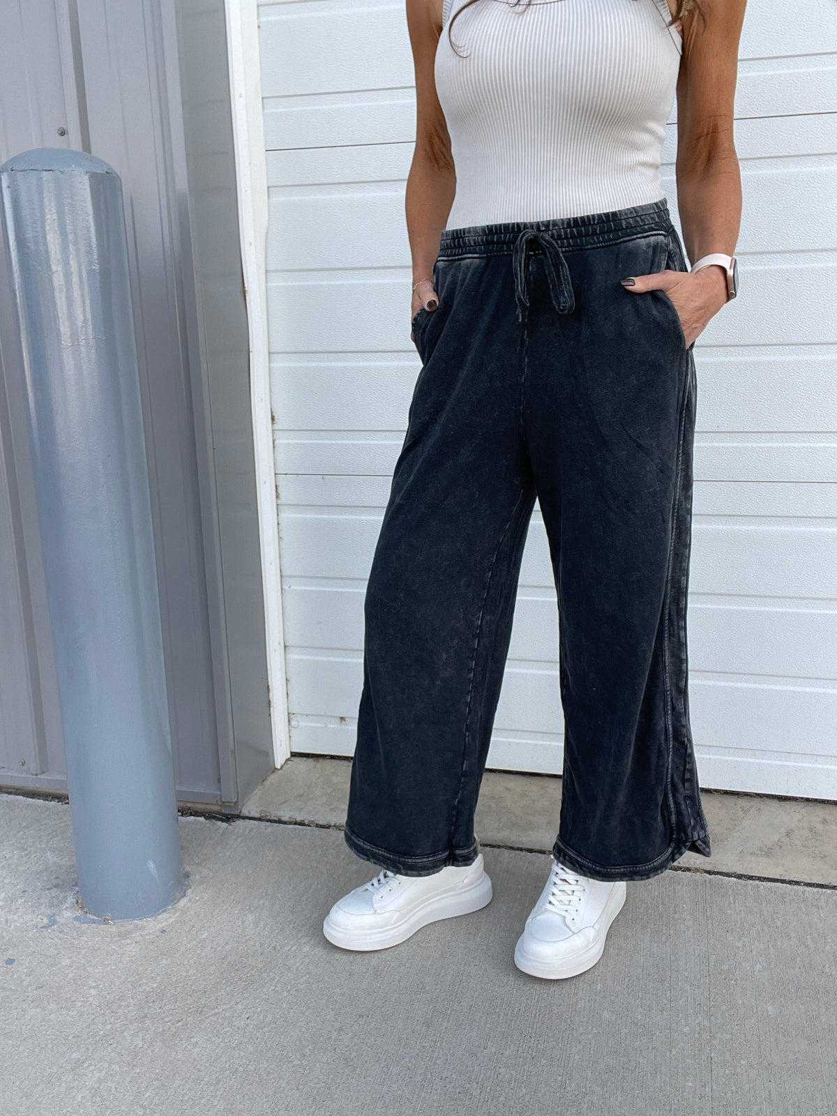 Another Level Terry Knit Pants In 7 Colors: Ash, Denim, Olive, Mustard, Mocha, Wine, Green *Final Sale*
